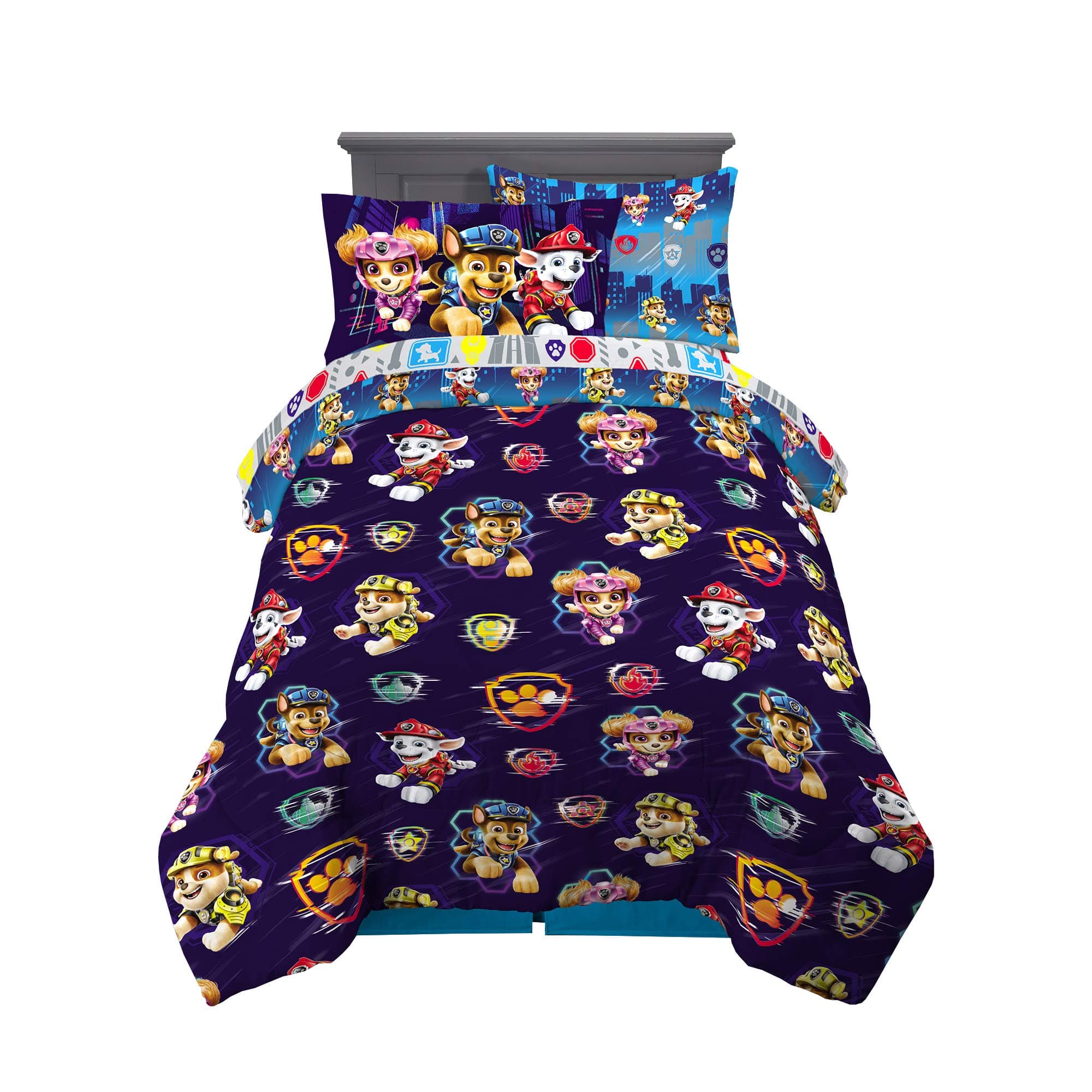 Kids Bedding Super Soft Comforter and Sheet Set with Sham, 5 Piece Twin Size, Paw Patrol Movie