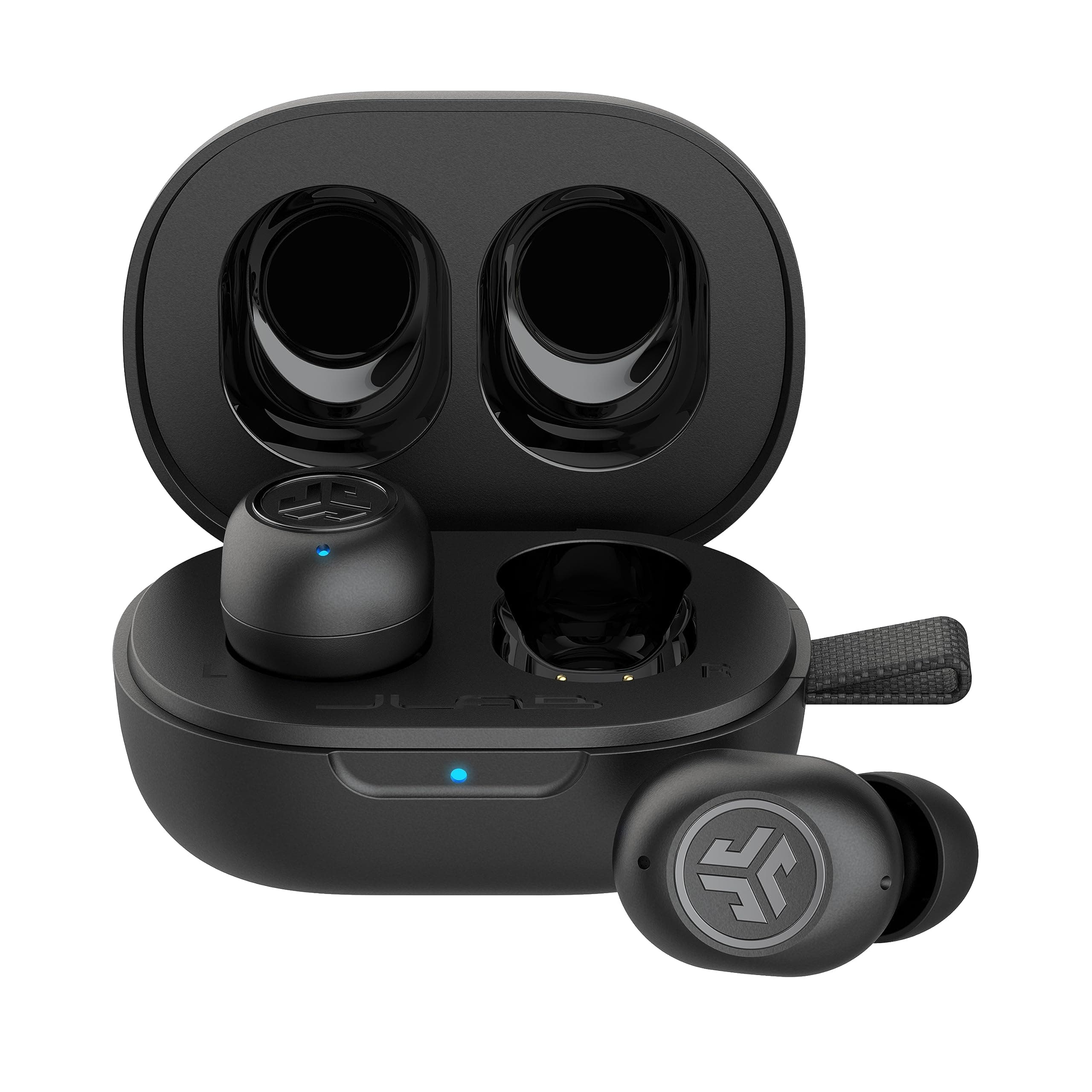 JBuds Mini True Wireless Earbuds, Bluetooth Multipoint, Compact Design, IP55 Sweat Resistant, Charging Case, Charcoal Black