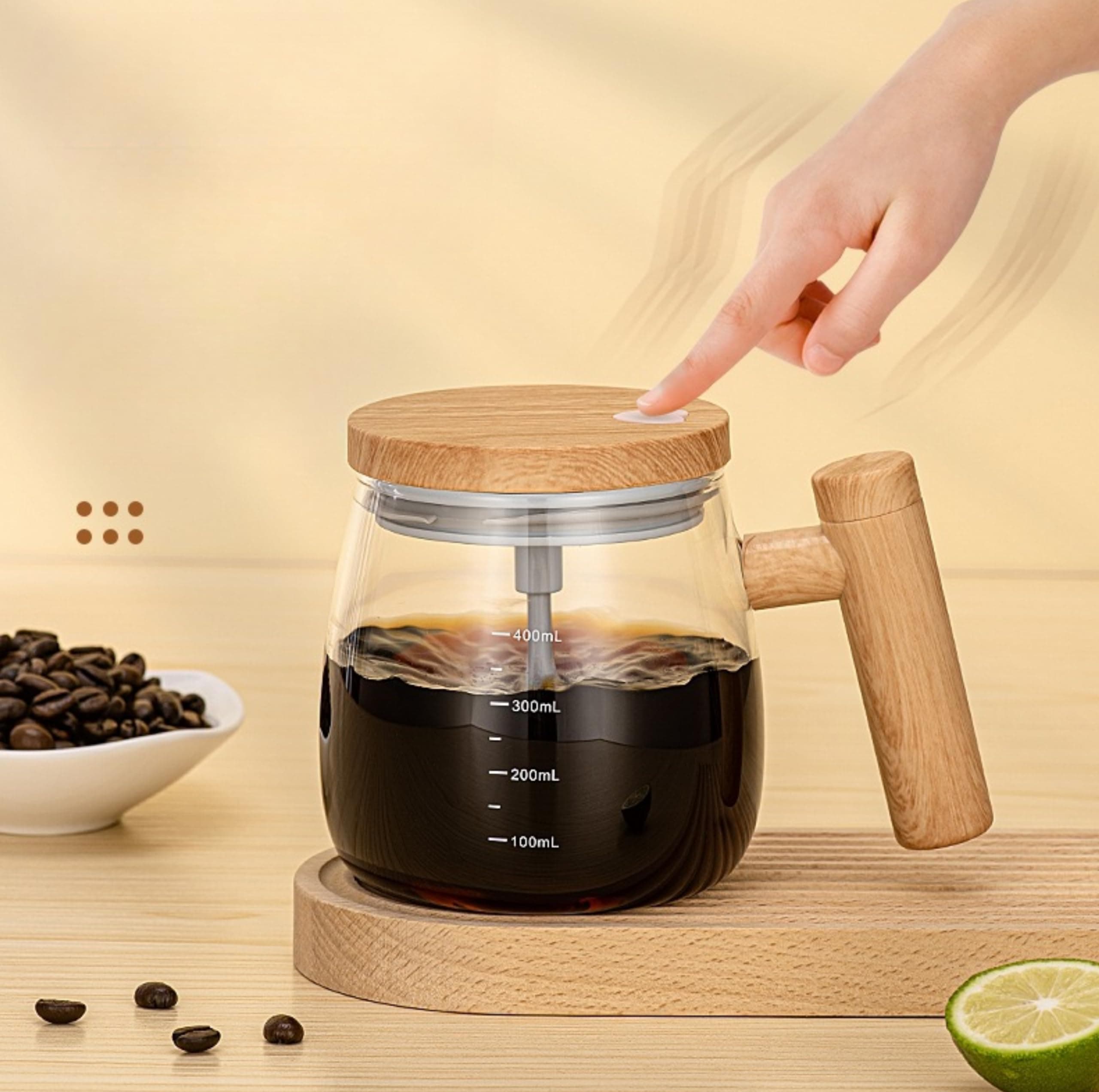 HomeEssentials Self Stirring Mug 400ml, Electric Auto Mixing Cup Automatic Stirring Coffee Mug Rotating Travel Mixing Cup, Self Mixing Coffee Tumbler Suitable for Coffee Milk