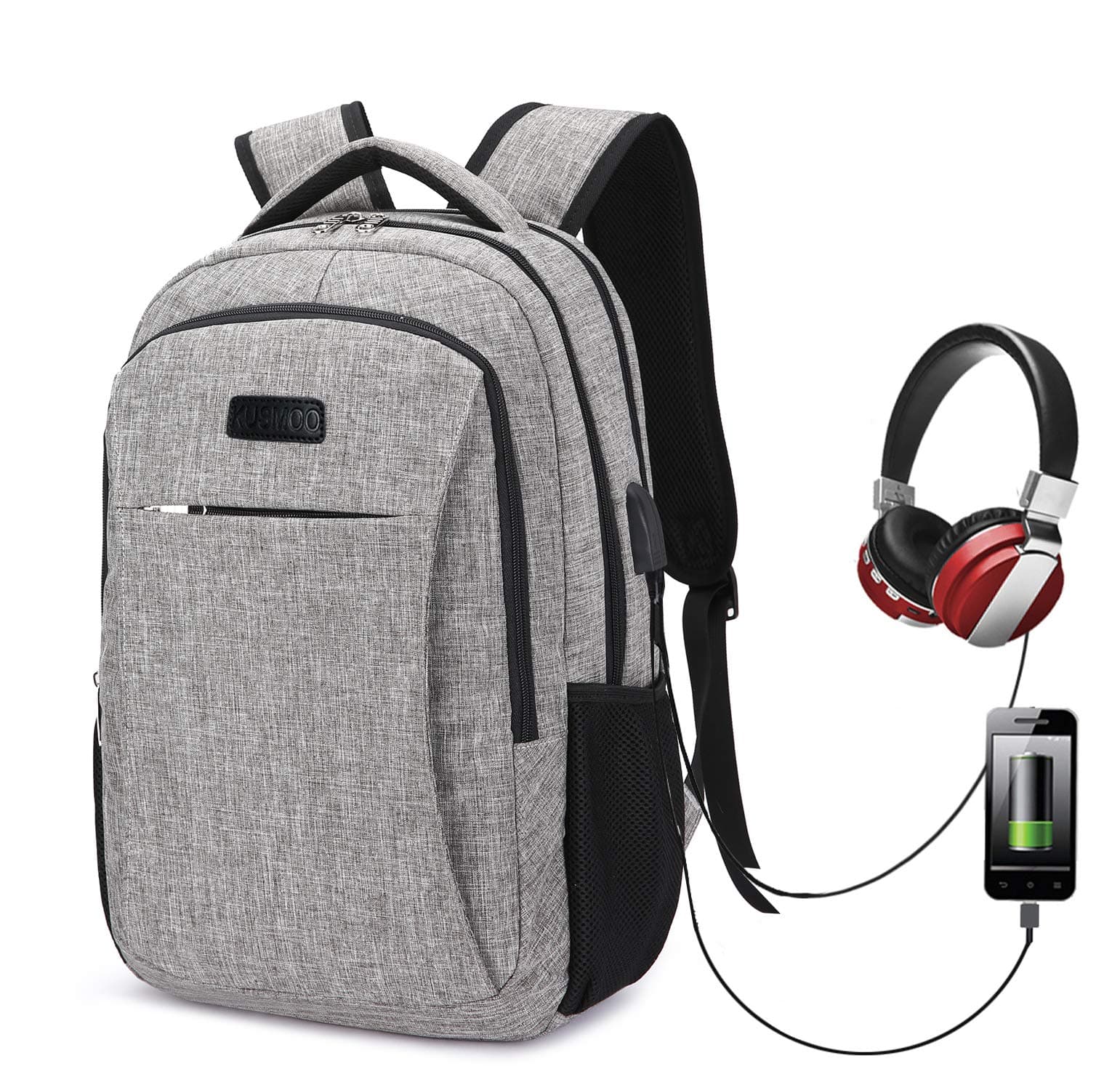 KUSMOO Travel Computer Bag Laptop Backpack Wine Red