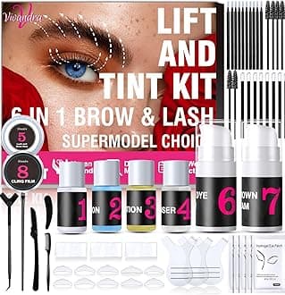 6-IN-1 Lash Lift and Brow Lamination Kit, Black & Dark Brown, For Feathery Eyebrows & Long-Lasting Curler Eyelashes, Detailed Instructions Perfect for Beginners