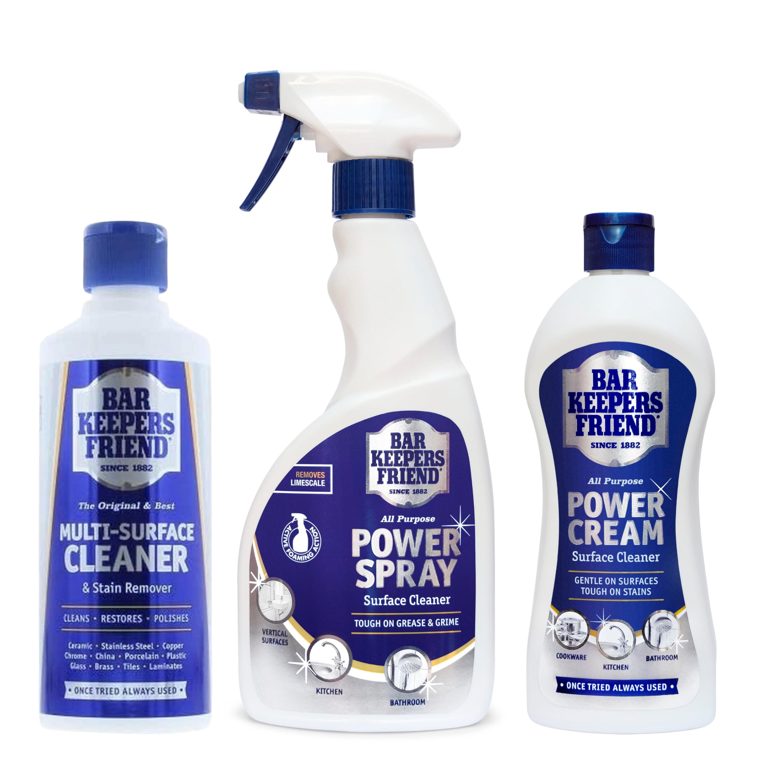 Bundle Pack - Power Spray, Power Cream and Multi-Surface Cleaner - Great for Cleaning Kitchens, Bathrooms, Cookware, Limescale and Stubborn Stains