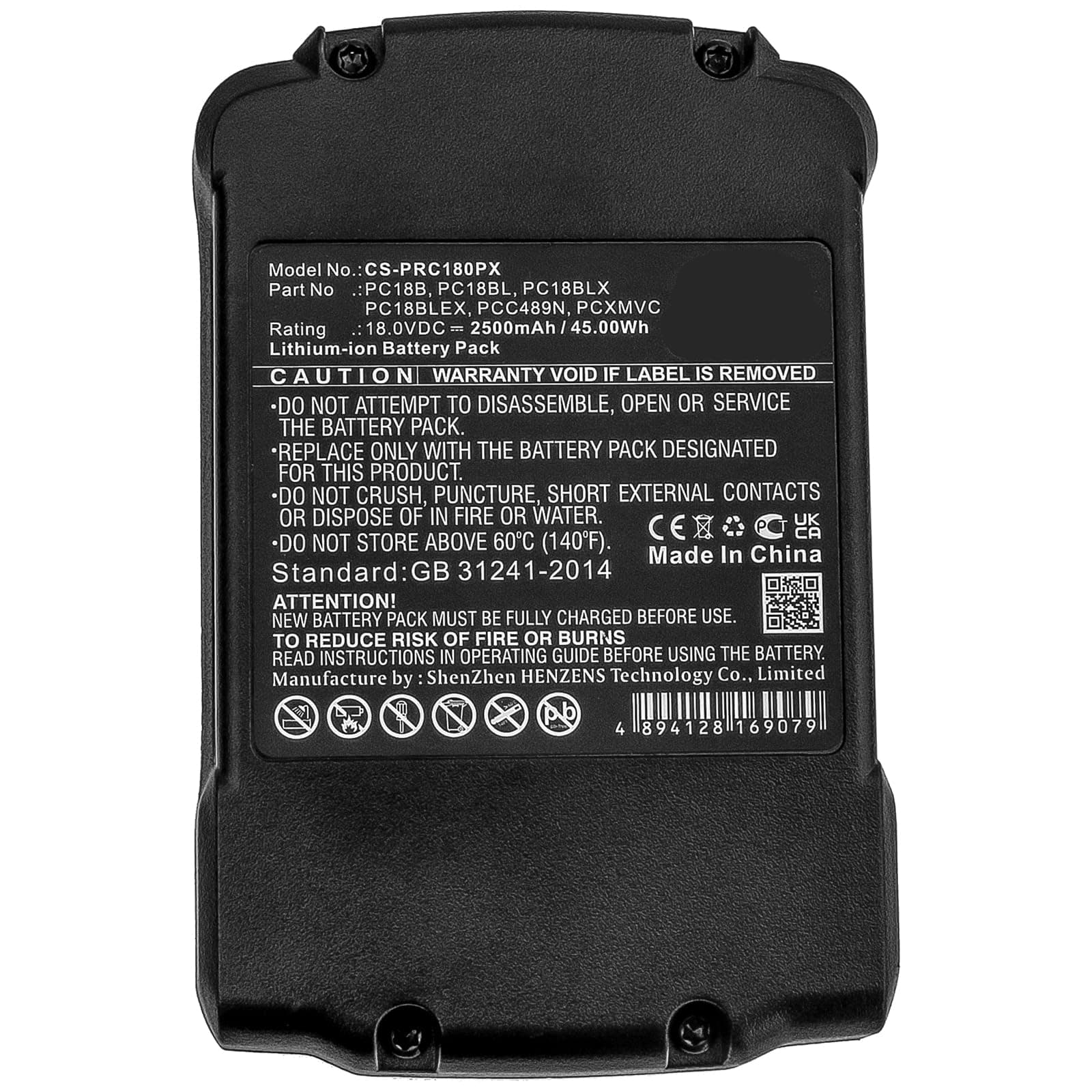 Battery Suitable for Porter Cable PC1800D, PC1800L, PC1800RS