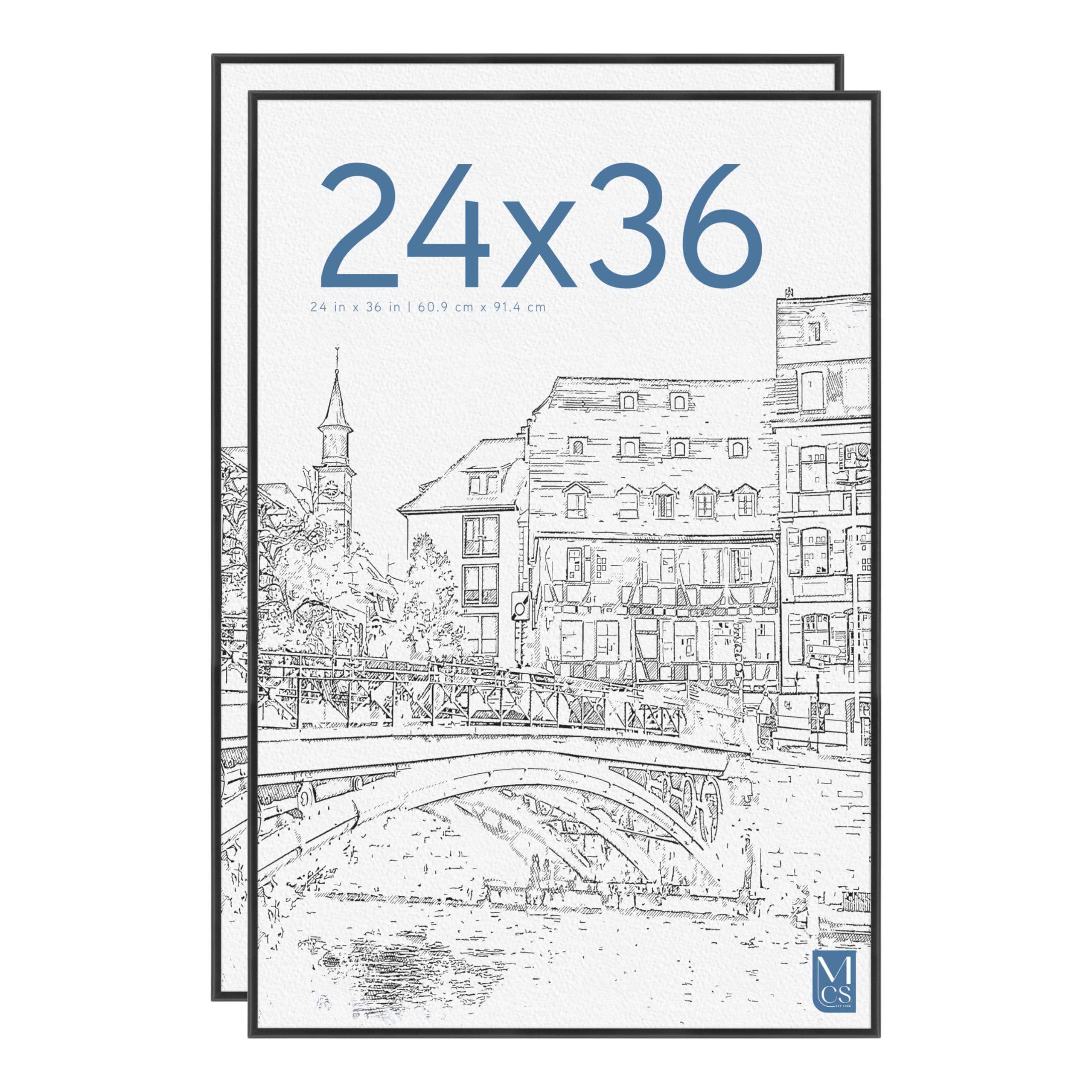 MCS Original Poster Frame 24x36 Black Lightweight Vertical & Horizontal Wall Hanging Large Picture Frame for Posters, Art Prints & Gallery Wall (2-Pack)