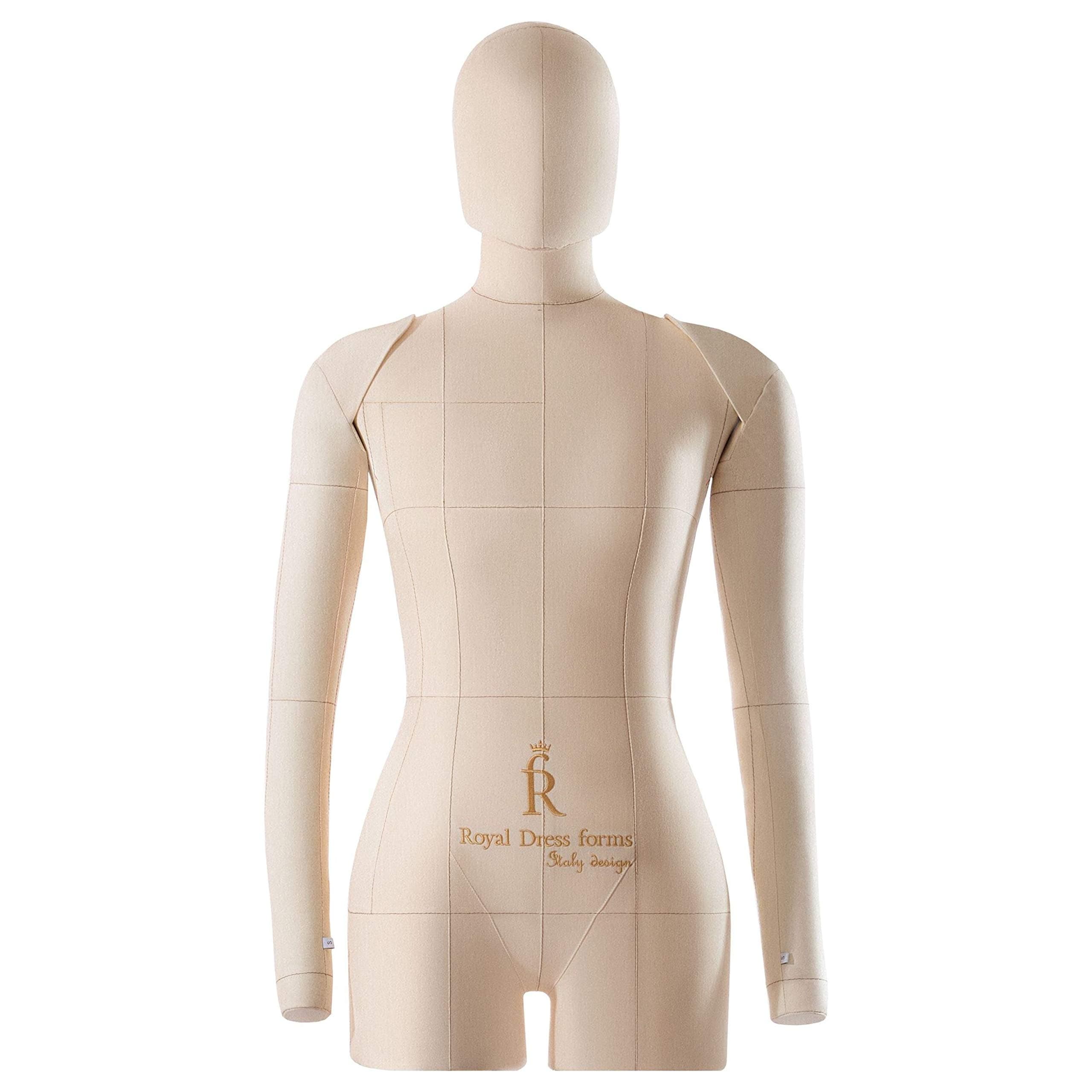 Monica Professional Female Soft Tailor Form Luxe Configuration | with Separable Hand and Head | Beige | Flexible Dress Form | Sewing Mannequin | Dummy (S)