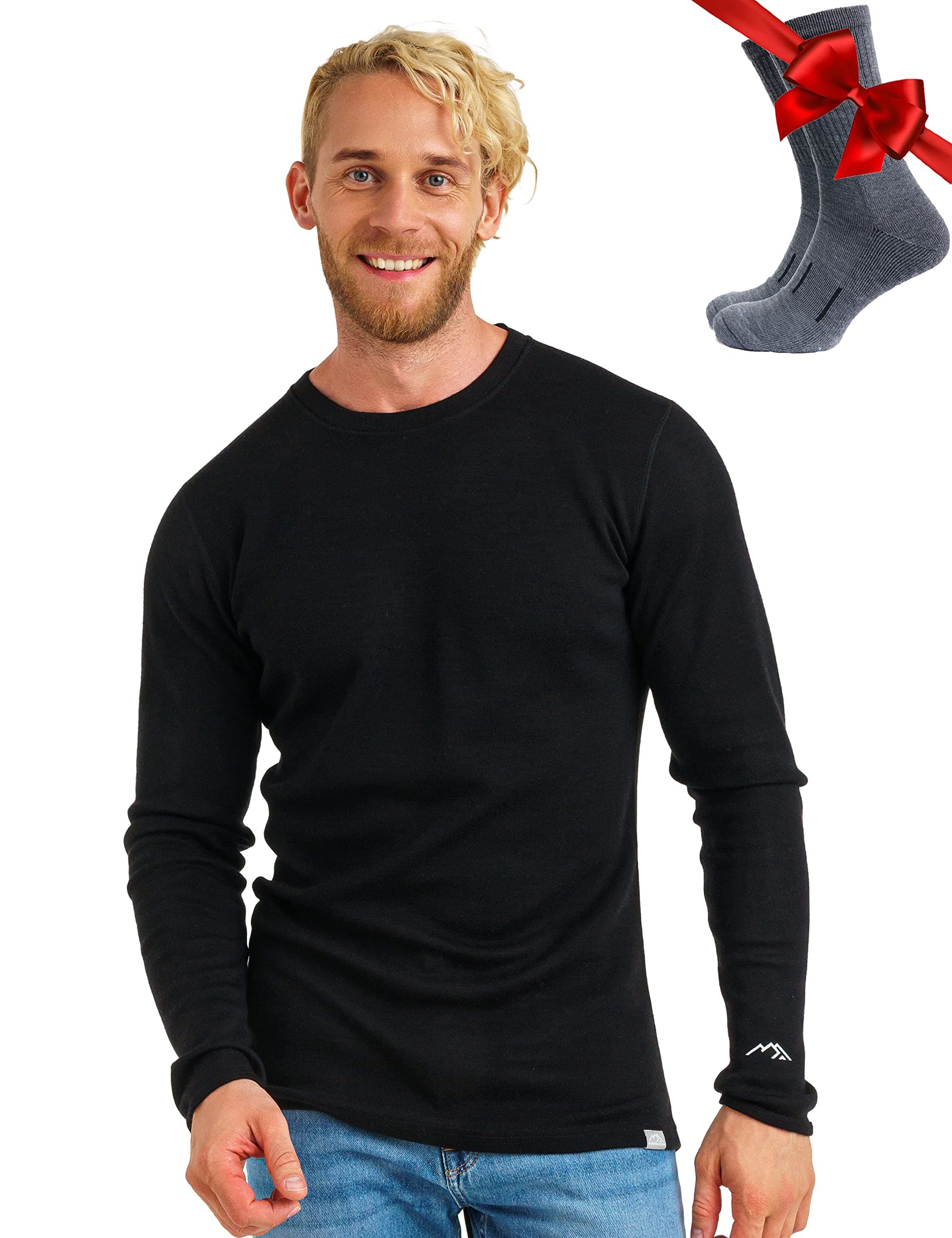 Merino.tech Merino Wool Base Layer Men - 100% Merino Wool Long Sleeve Thermal Shirts Lightweight, Midweight, HeavyweightOEKO-TEX STANDARD 100