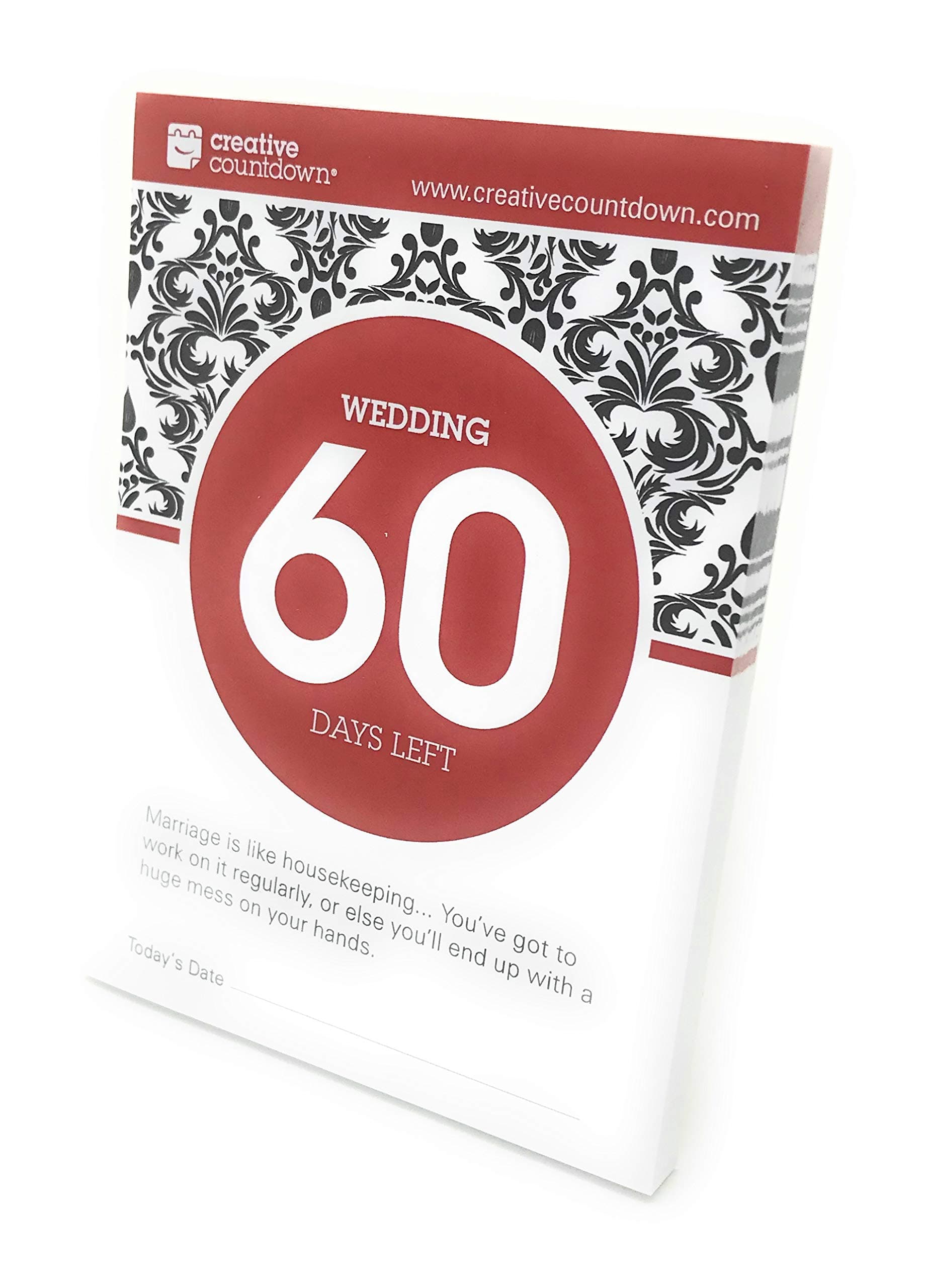 60 day Wedding Count Down 5.75"x3.75" Red Tear Off Countdown Calendar Table and desk Unit - perfect for Office, event, corporate and door gifts