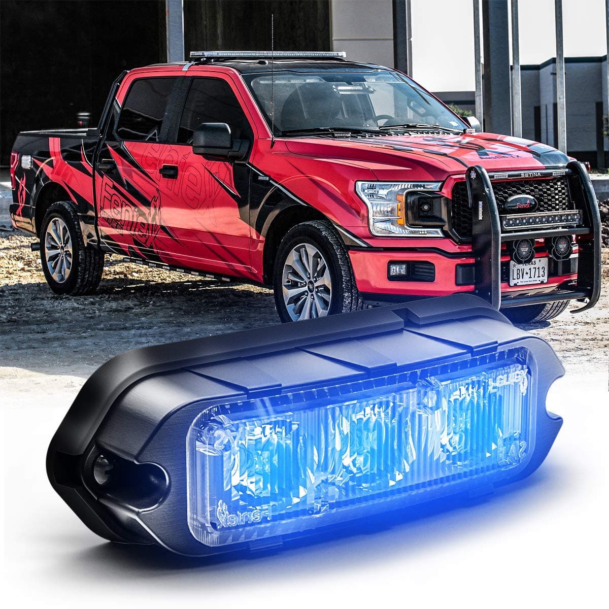 Feniex T3 Surface Mount | Blue | Compact, 14 Flash Patterns | 3 LEDs, Super Bright 3 Watt LEDs, SAE Class 1 | Emergency Warning Lights