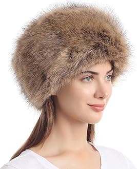 La CarrieWomen's Faux Fur Hat for Winter with Stretch Cossack Russion Style White Warm Cap