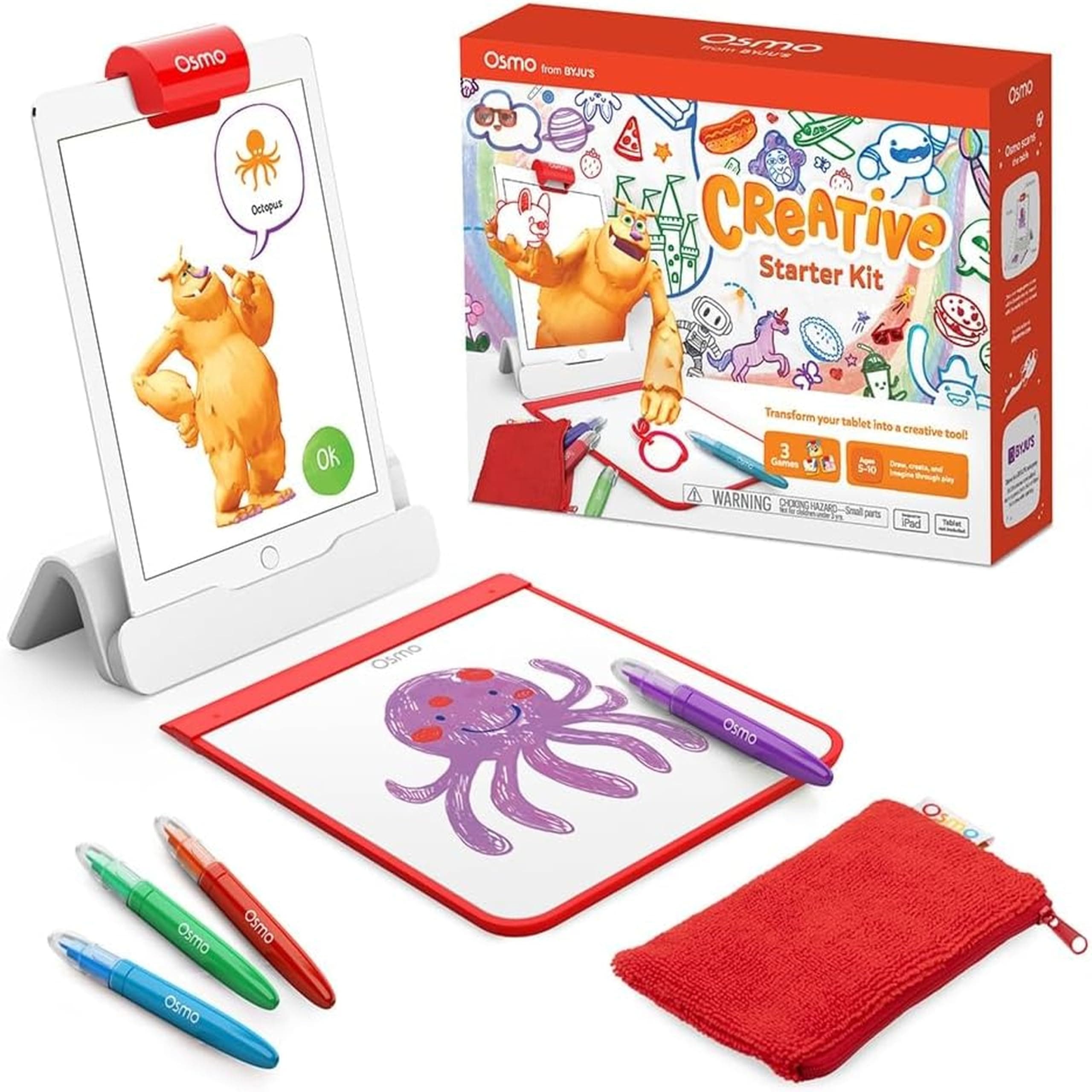 Creative Starter Kit for iPad - 3 Educational Learning Games - Creative Drawing & Problem Solving/Early Physics - STEM Toy Gifts for Kid, Boy & Girl - Ages 5 6 7 8 9 10 (Osmo Base Included)