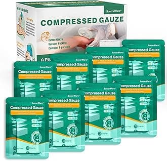 SuccorWare 8 Packs Sterile Compressed Gauze with Z-Folded - Wound Gauze for Bleed Stop, 4.5" x 4.1 Yards, 6-Ply - for First Aid Kit,Medical Trauma Kit, IFAK Supplies Refill