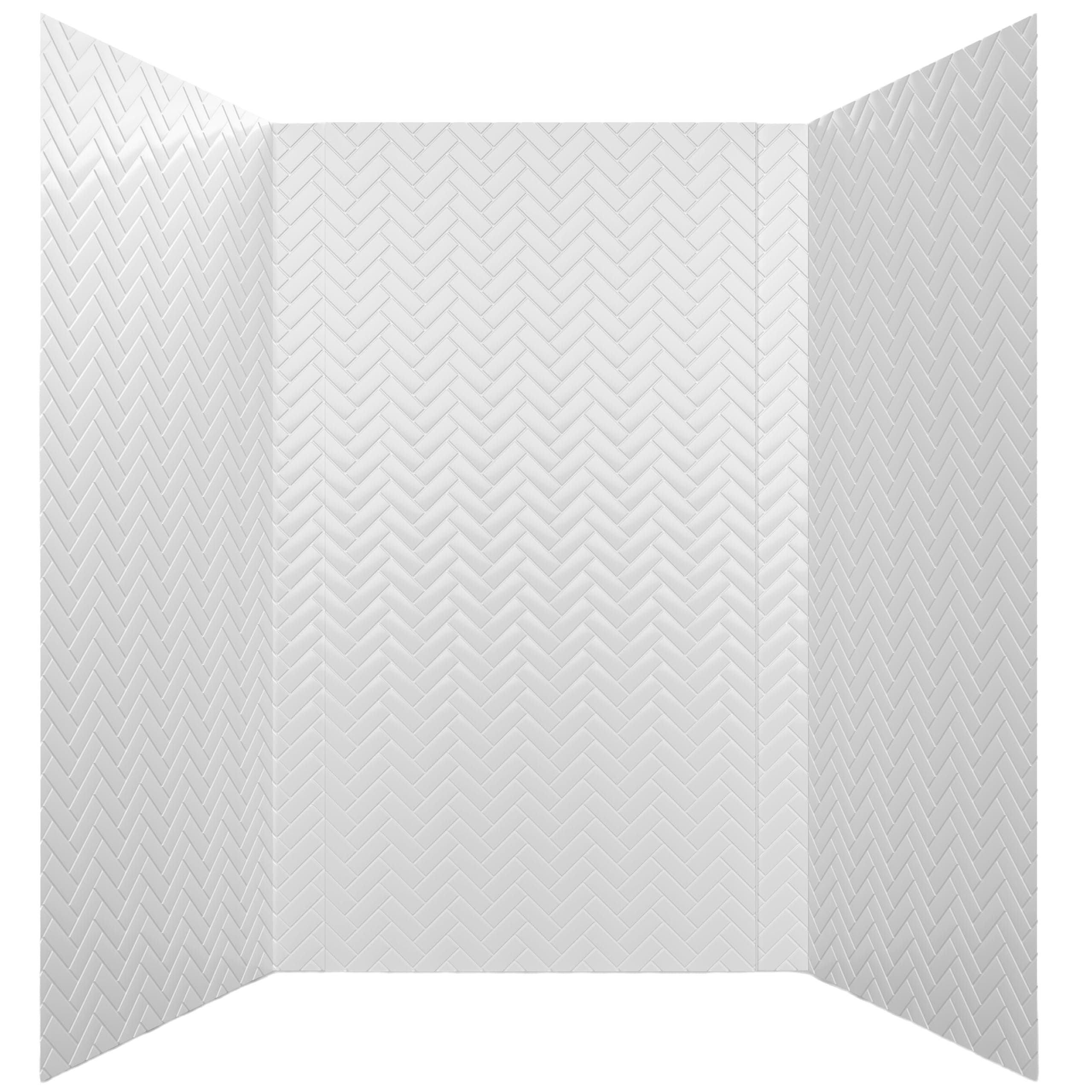 From Plain To Beautiful In Hours 133-HERR-KIT Herringbone Tile Tub and Shower Wall Panels Surround, Gloss White, 96 Square Feet
