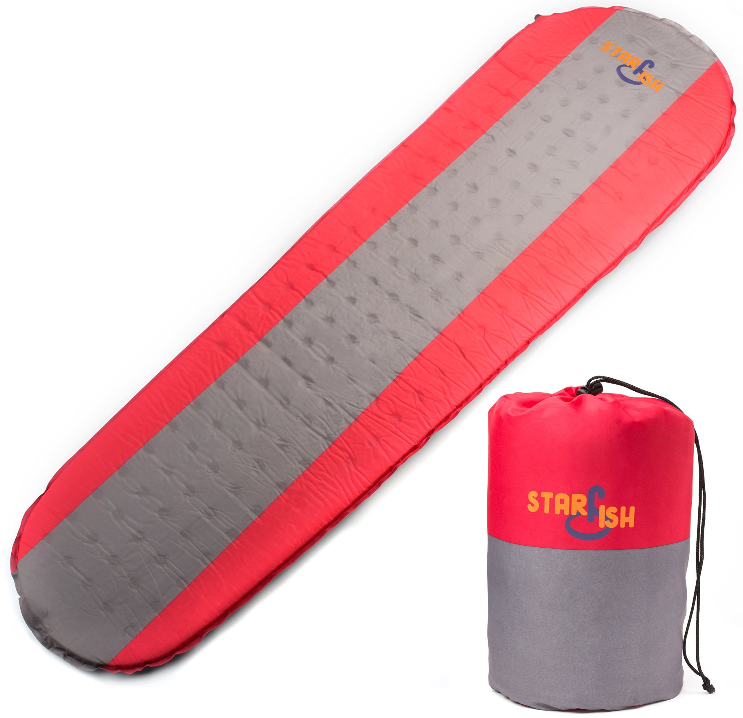 STARFISH Camping Sleeping Pad Lightweight Hiking Backpacking Self Inflating Comfortable Foam Ultralight Compact Durable Mattress for Outdoor Traveling Sleep Rest Insulated Support Mummy Bag Bed