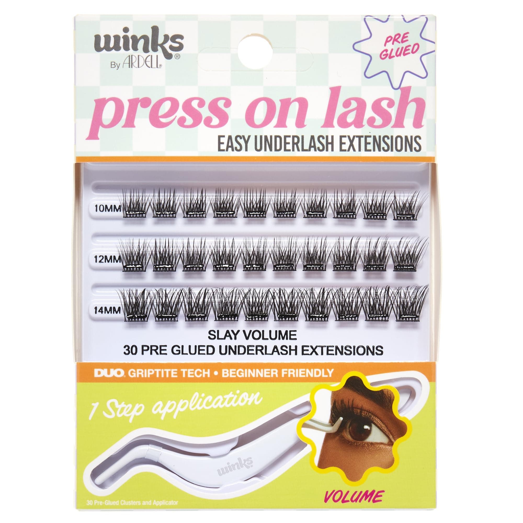 Winks Press On Eyelash Extensions, Volume - DIY Clusters, 30 Individual Lashes, Natural Look with Applicator, 1 Pack