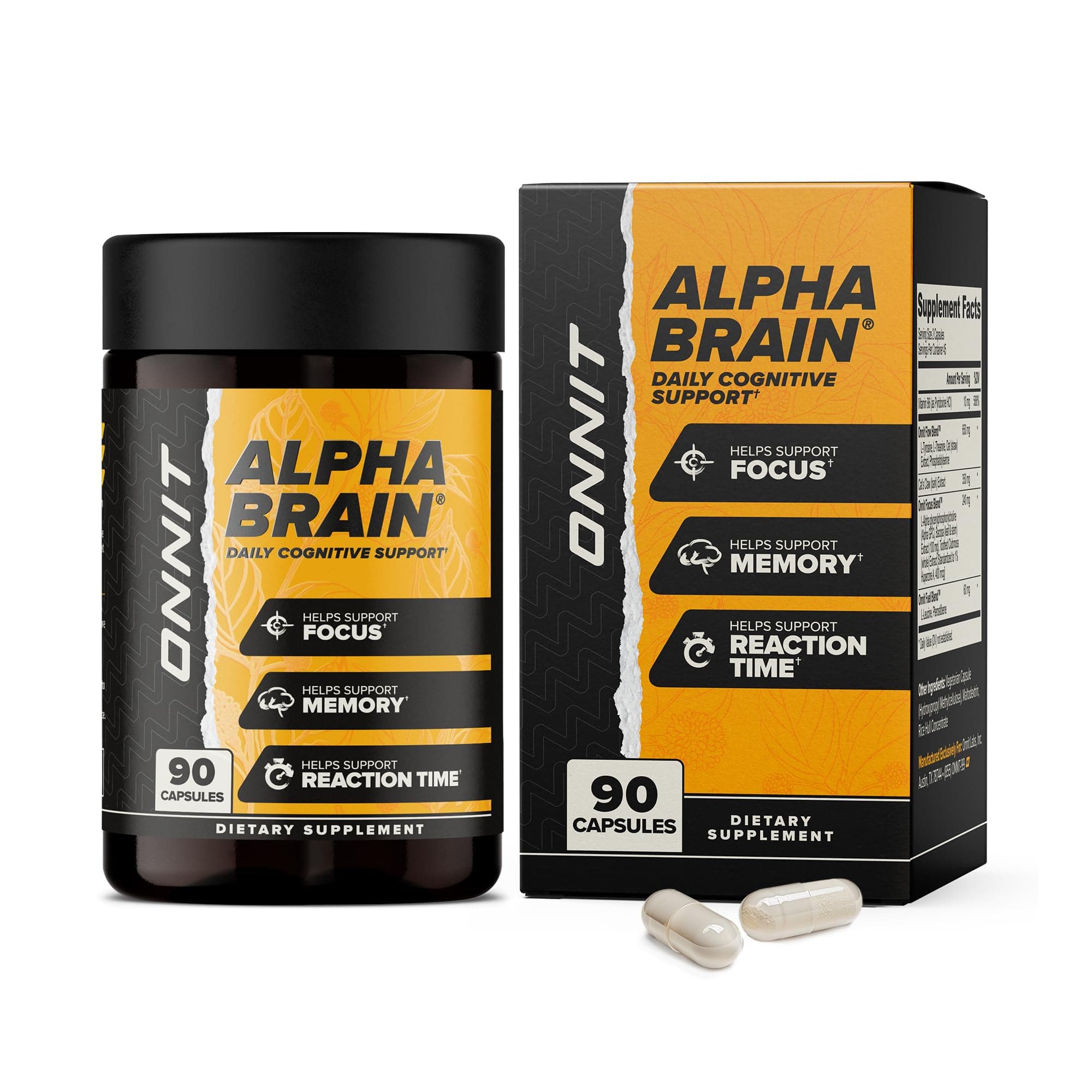 - Alpha Brain Nootropic Brain Supplement for Focus, Memory, Mental Clarity, Cognitive Support with L-Theanine and Vitamin B6, 90 Count Capsules