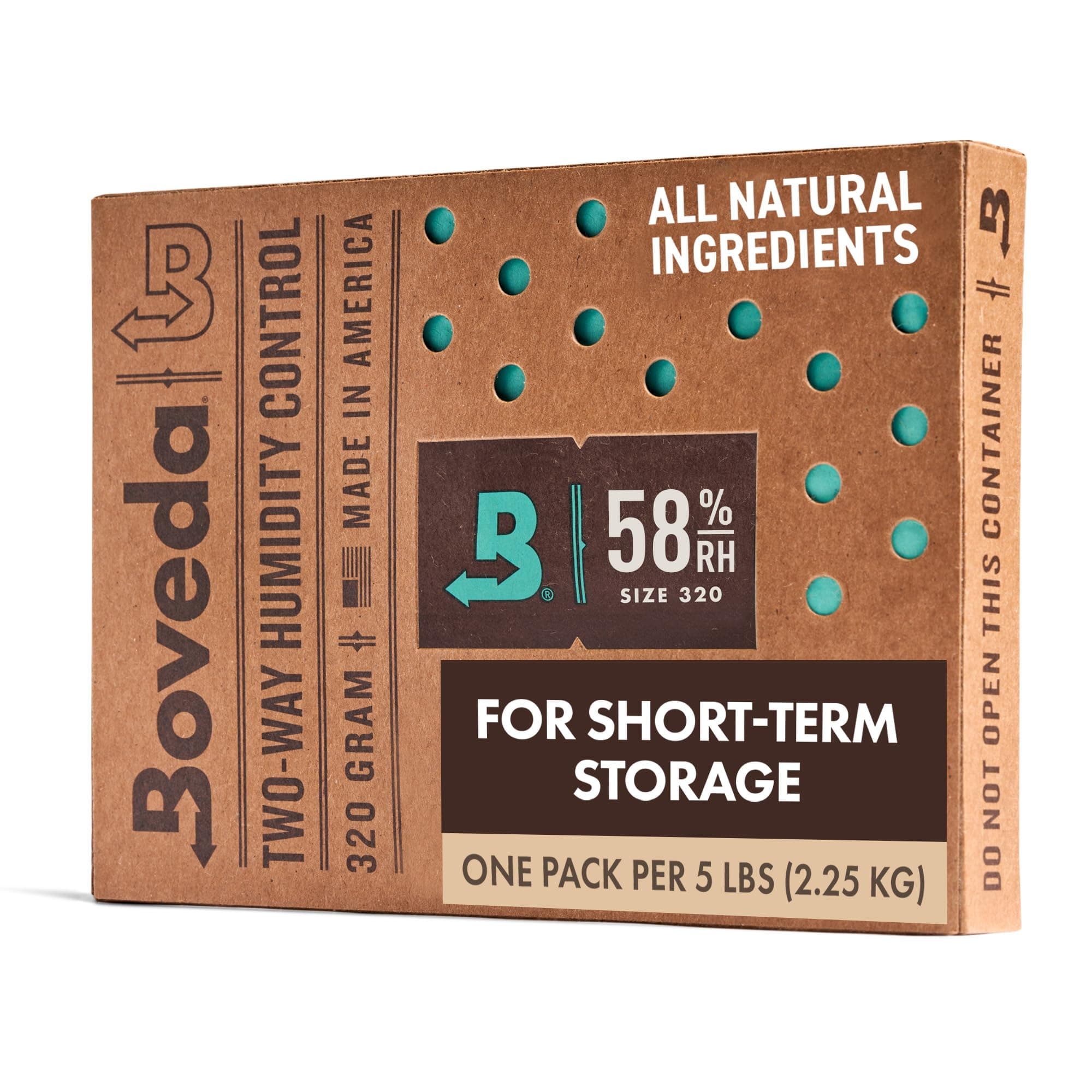 Boveda 58% Two-Way Humidity Control Pack For Storing 5 lb – Size 320 – Single – Moisture Absorber for Storage Containers – Humidifier Pack – Individually Wrapped Hydration Packet