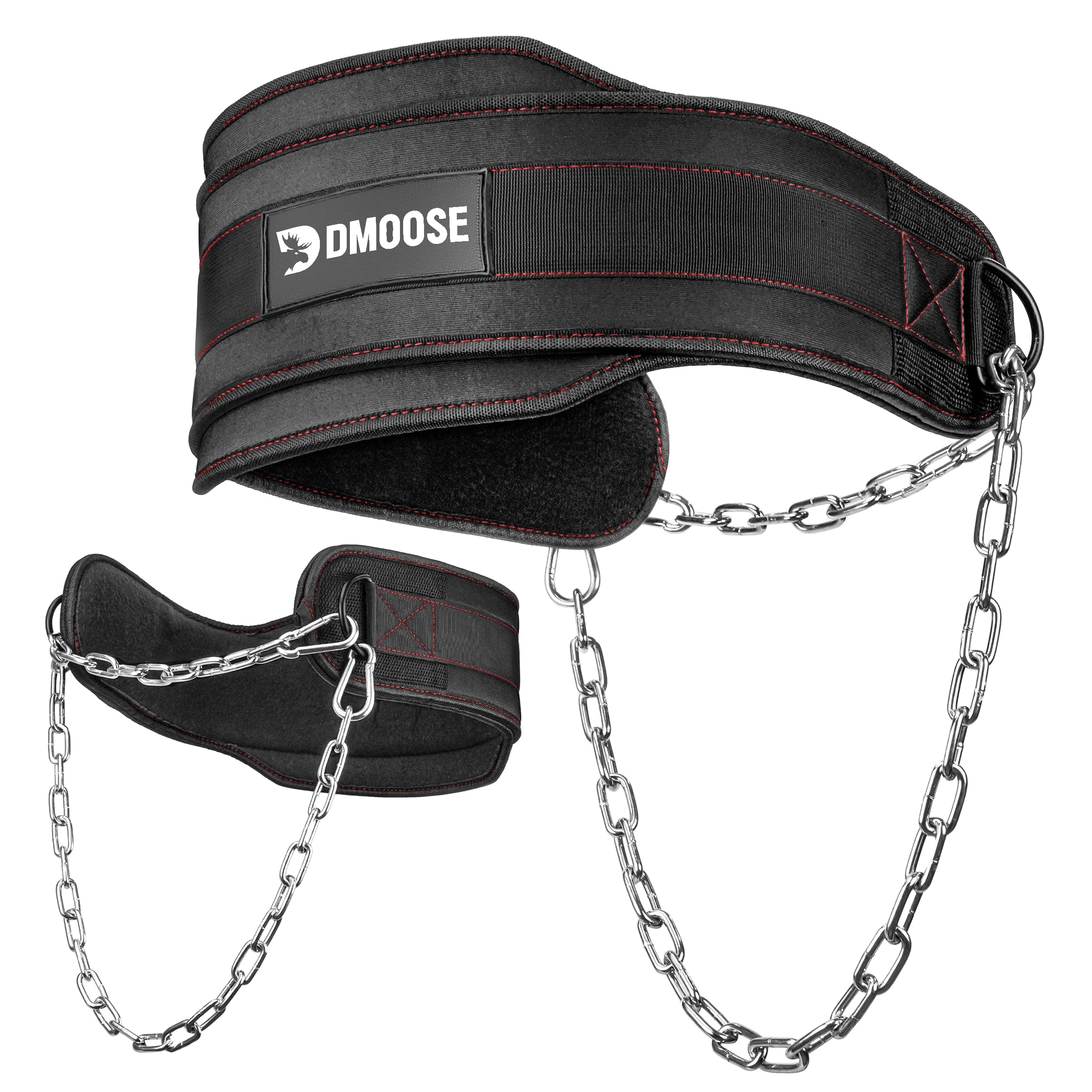 DMoose Fitness Dip Belt for Weight Lifting, Pullup, Squats & Dips-36" Robust Steel Chain, Comfortable Neoprene Padding Supports 350lbs - Gym Weight Belt for Strength Training Workout & Weightlifting