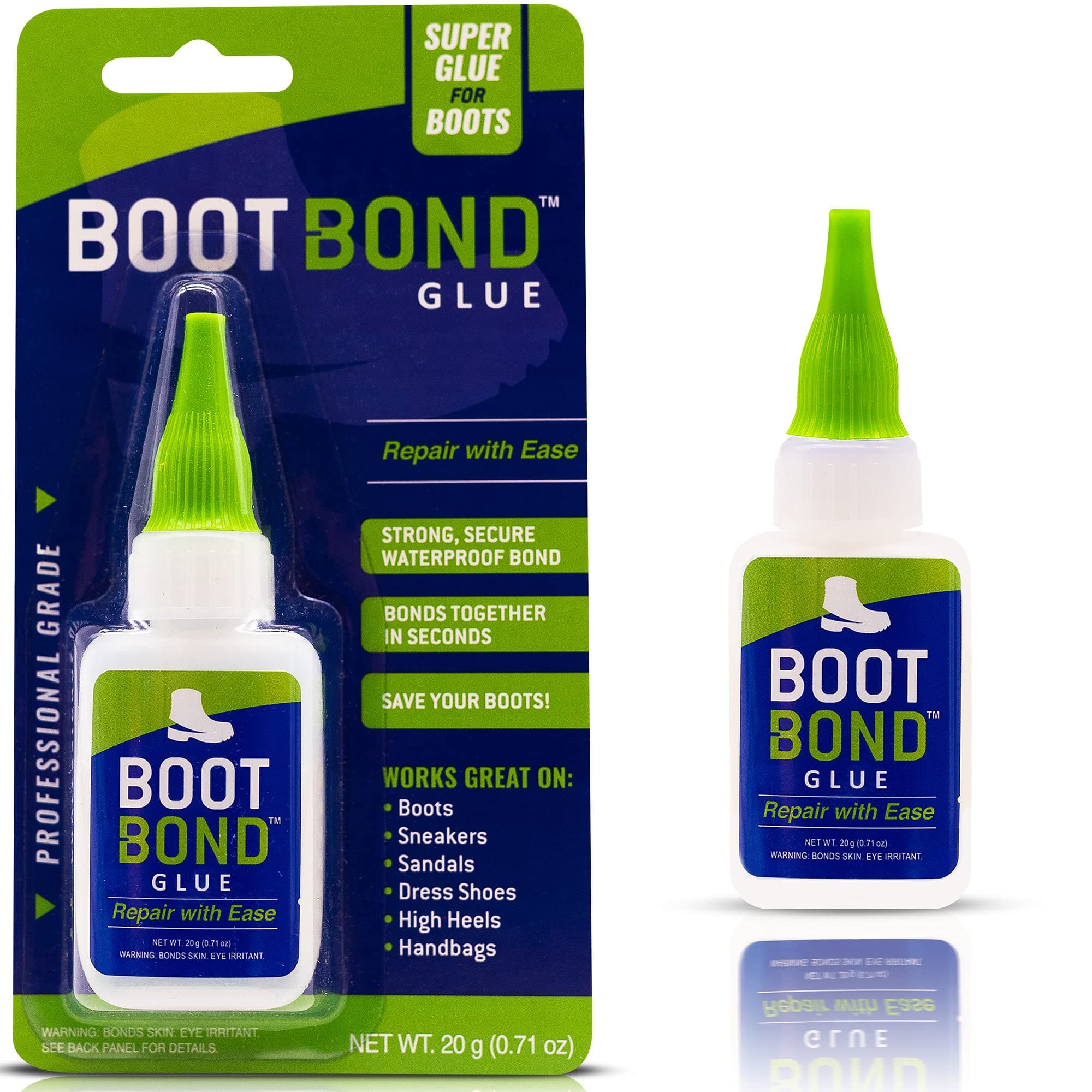 BOOT BOND Boot Glue - Quick Dry Boot Repair Formula Works in Seconds - Tough But Flexible Glue Seal - Waterproof Boot Heel Fix Works On Shoe Heel Repair, Thick Sole Boots, Sneakers, and More