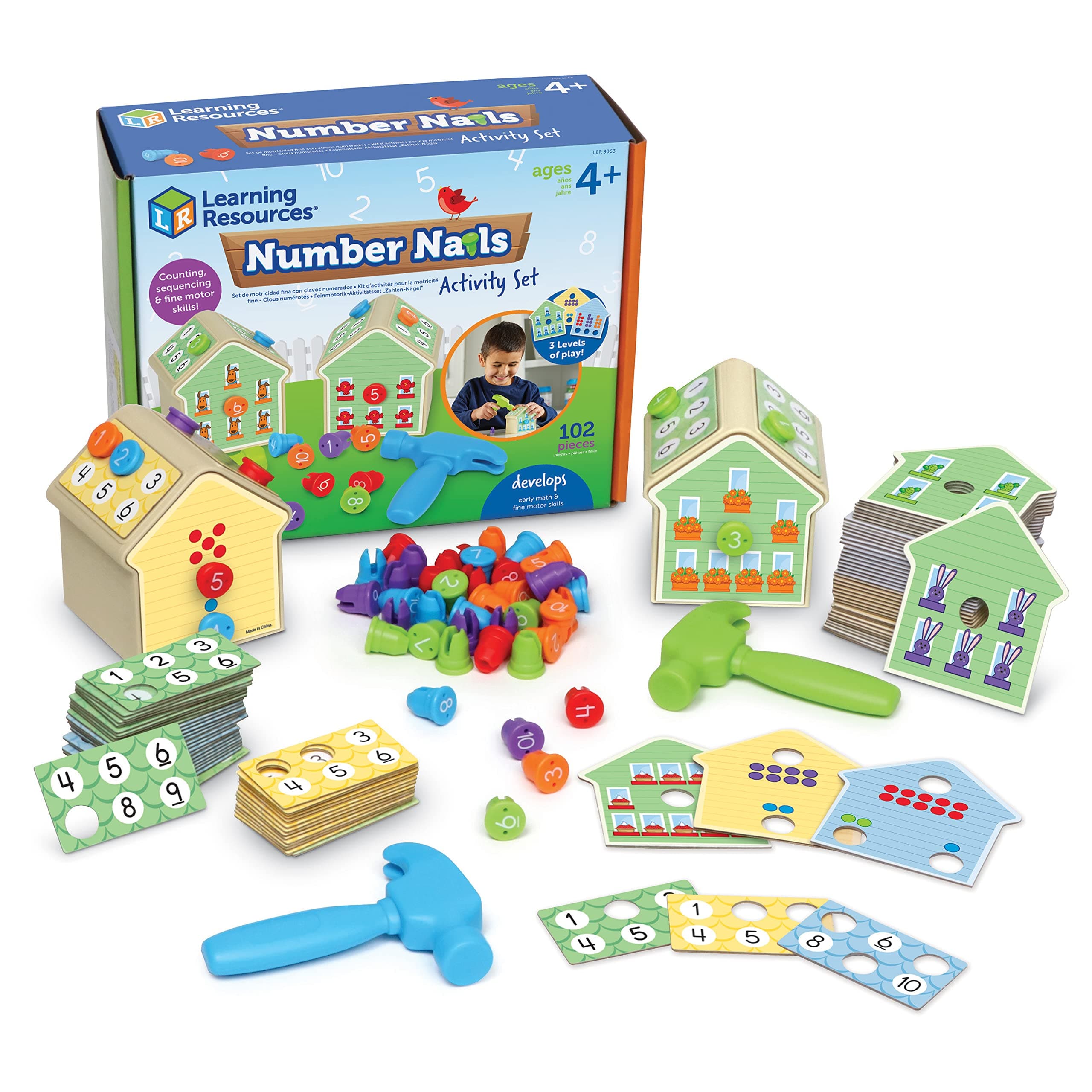 Learning Resources Number Nails Activity Set - 102 Pieces, Ages 4+ Toddler Learning Activities, Fine Motor Games for Kids, Math Games for Kids