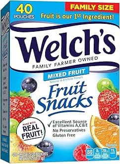 2 Set of 40 pack Welch’s Fruit Snacks, Mixed Fruit, Gluten Free, Bulk Pack, 0.9 oz Individual Single Serve Bags (#One Pack), 2 Set of 40 Pack 0.9 Ounce