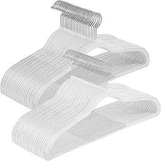 SONGMICS Clothes Hangers, Pack of 50 Plastic Coat Hangers, Space-Saving, Cloud White UCRP050W05
