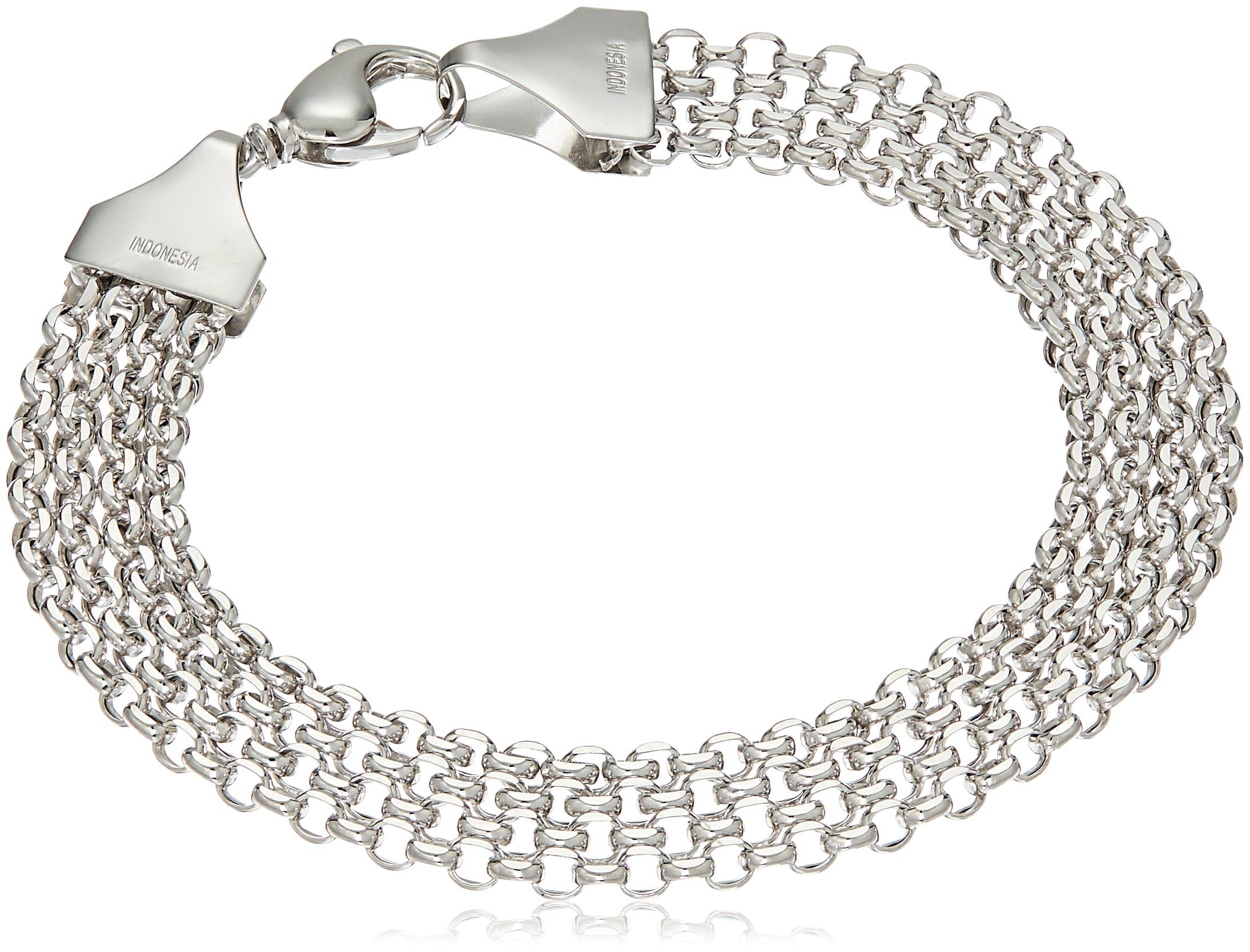 14k White Gold Multi-Row Bismark Chain Link Bracelet, 7.5"
