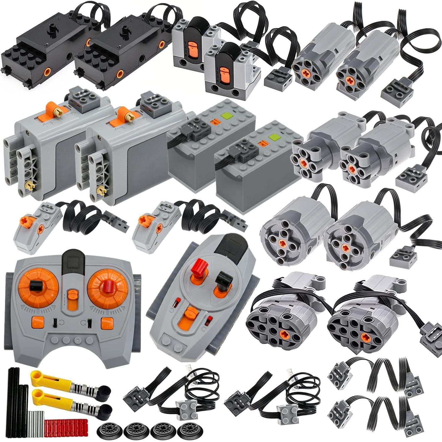 – 44Pcs Power Function Kit Set Motor Battery Infrared-Remote-Control Receiver Train Adjustable Speed ​​Motor Parts, Motor Power Change Parts compatible with lego-motors