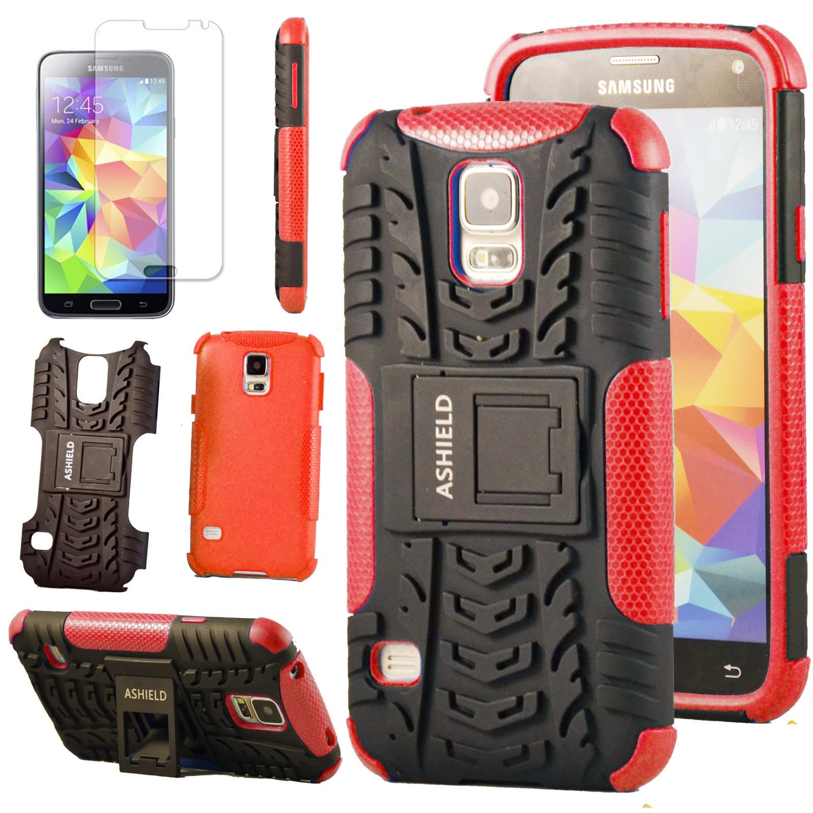 ASHIELD Samsung Galaxy S5 Case - ShieldBox PRO Series Full-body Rugged Hybrid Protective Case with Built-in Stand + Screen Protector , Dual Layer Design/Impact Resistant Bumper Prime