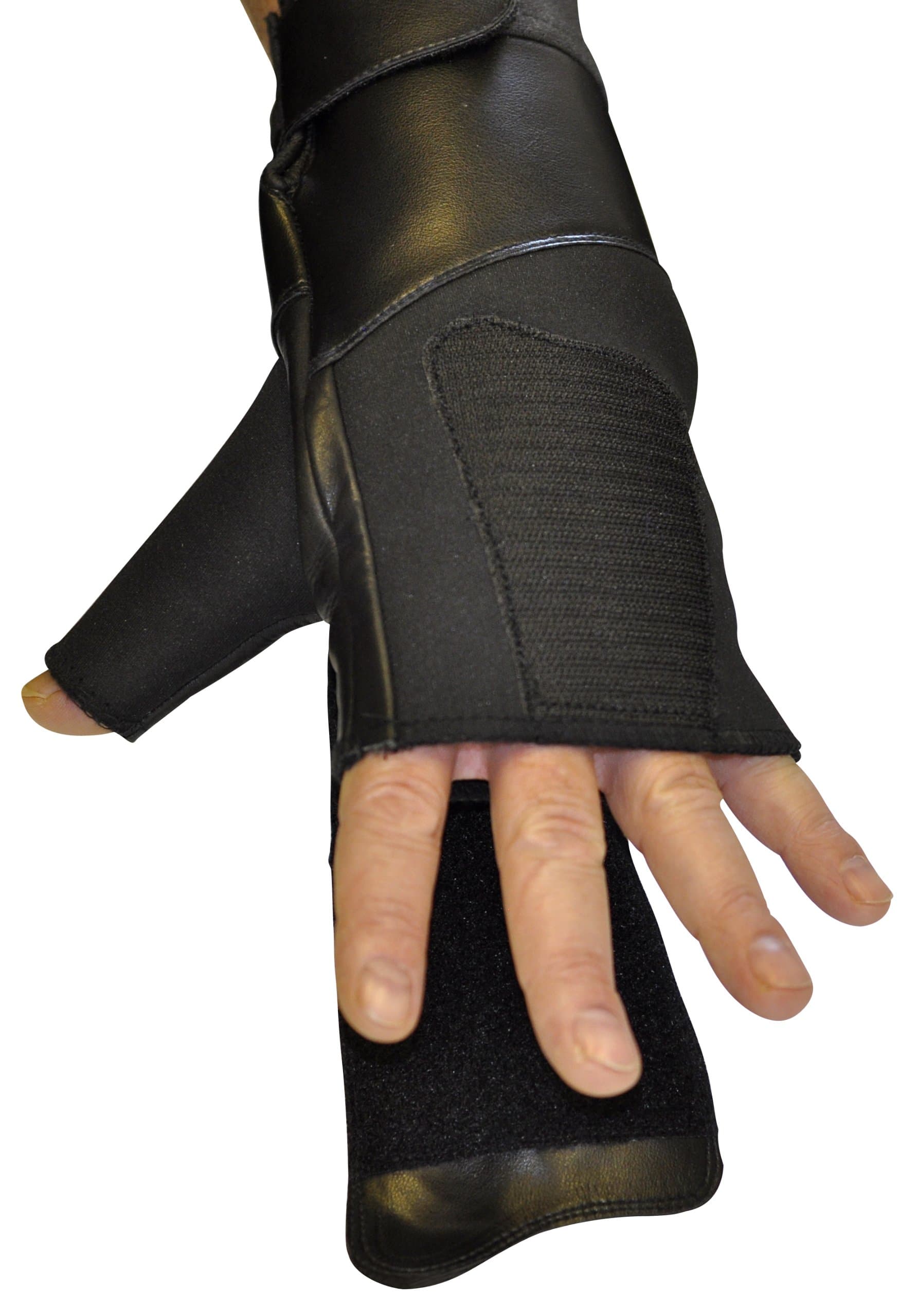 Gripeeze Fingerless Mitten with Velcro Grip Strap for Physical Therapy & Rehabilitation & Exercise Equipment – Large – Black – Left Hand Single Mitten