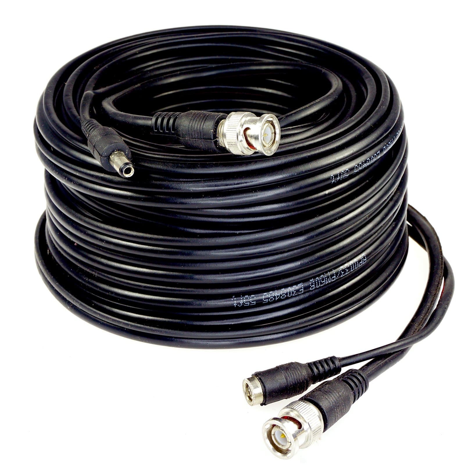Five StarCable RG59 100ft siamese combo cable for TVI, CVI, AHD and HD-SDI camera system Professional Grade with BNC connectors and 2.1mm power jack for plug and play connections