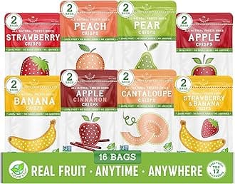 Nature’s Turn Freeze-Dried Fruit Crisps –Healthy, Gluten-Free,Crispy & Delicious, Plant-Based Snack, Ideal for Cereal, Smoothies, School Lunches, & On-the-Go, Mega Variety Bags of 16 (0.53 oz Each)