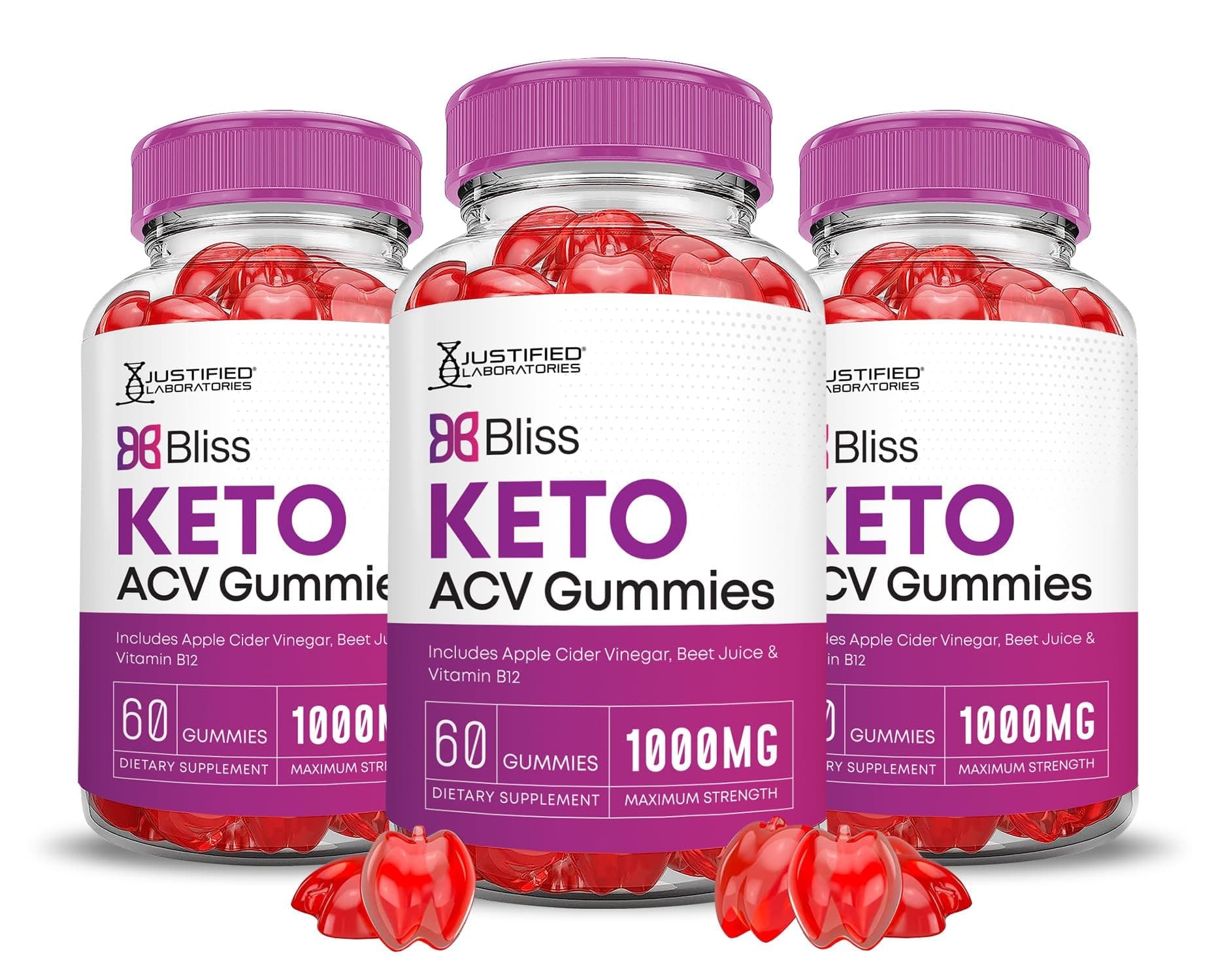 (3 Pack) Bliss Keto ACV Gummies Advanced Formula 1000MG Bliss Keto Gummies Apple Cider Vinegar Boost Formulated with Pomegranate Beet Juice Powder B12 Vegan Non GMO 180 Gummys