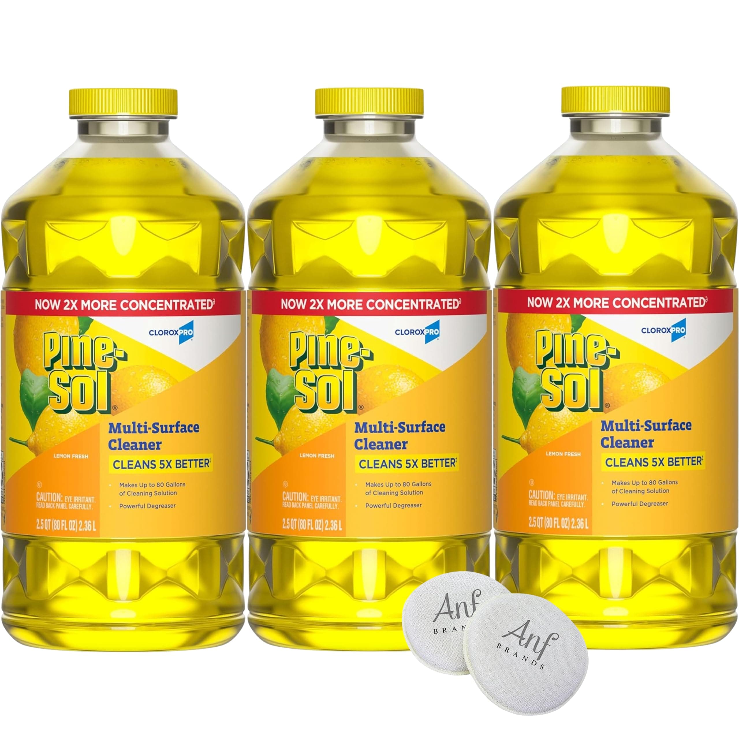 (3 Pack, 80 Oz) - PineSol All Purpose Cleaner 2x More Concentrated, Original Lemon Scent, 240 Fl Oz Total Applicator Pad