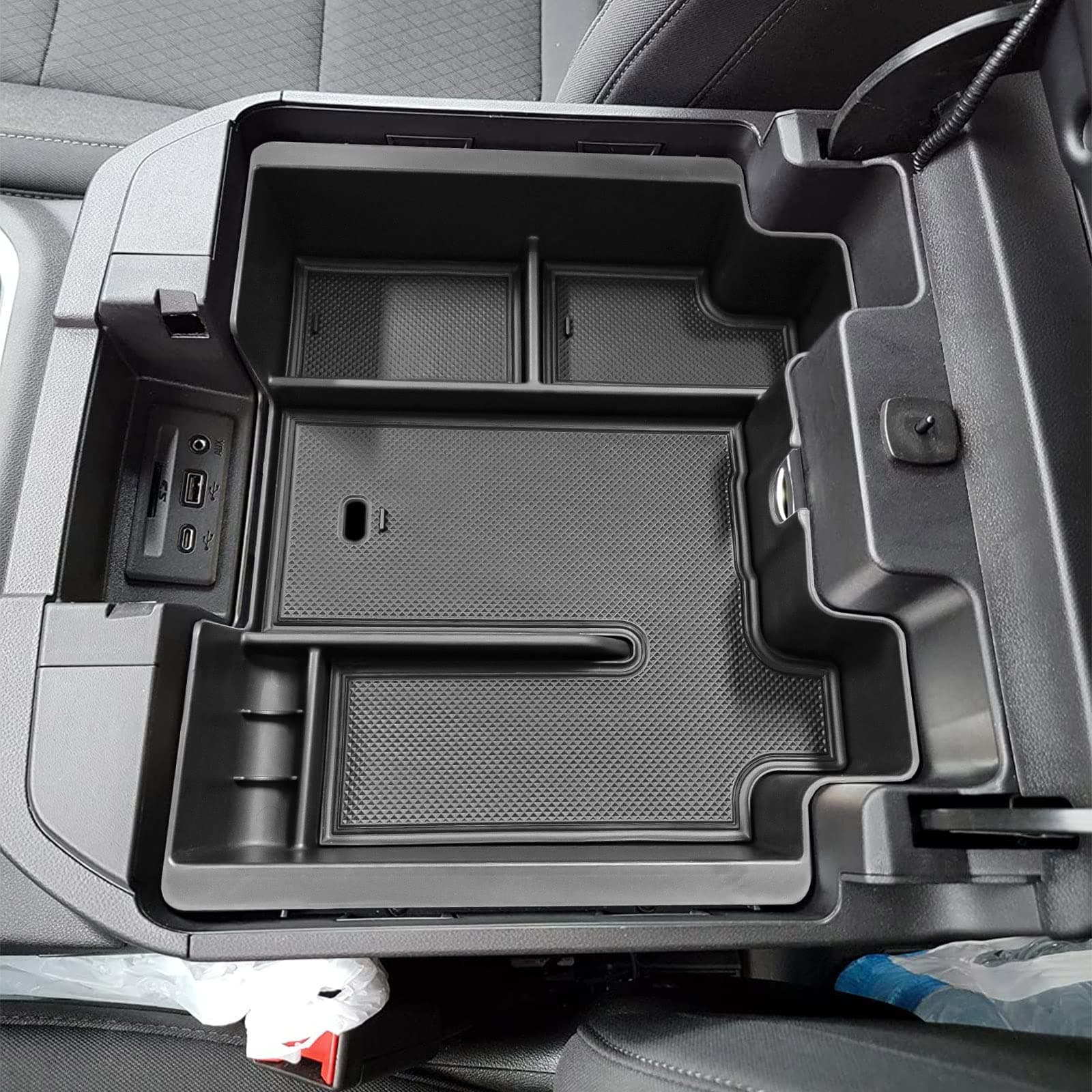 Full Size Center Console Organizer Tray Compatible with 2019-2022 Chevy Silverado/GMC Sierra 1500 and 2020 2021 2022 Silverado/Sierra 2500HD 3500HD Accessories -Full Console w/Bucket Seats ONLY, Black