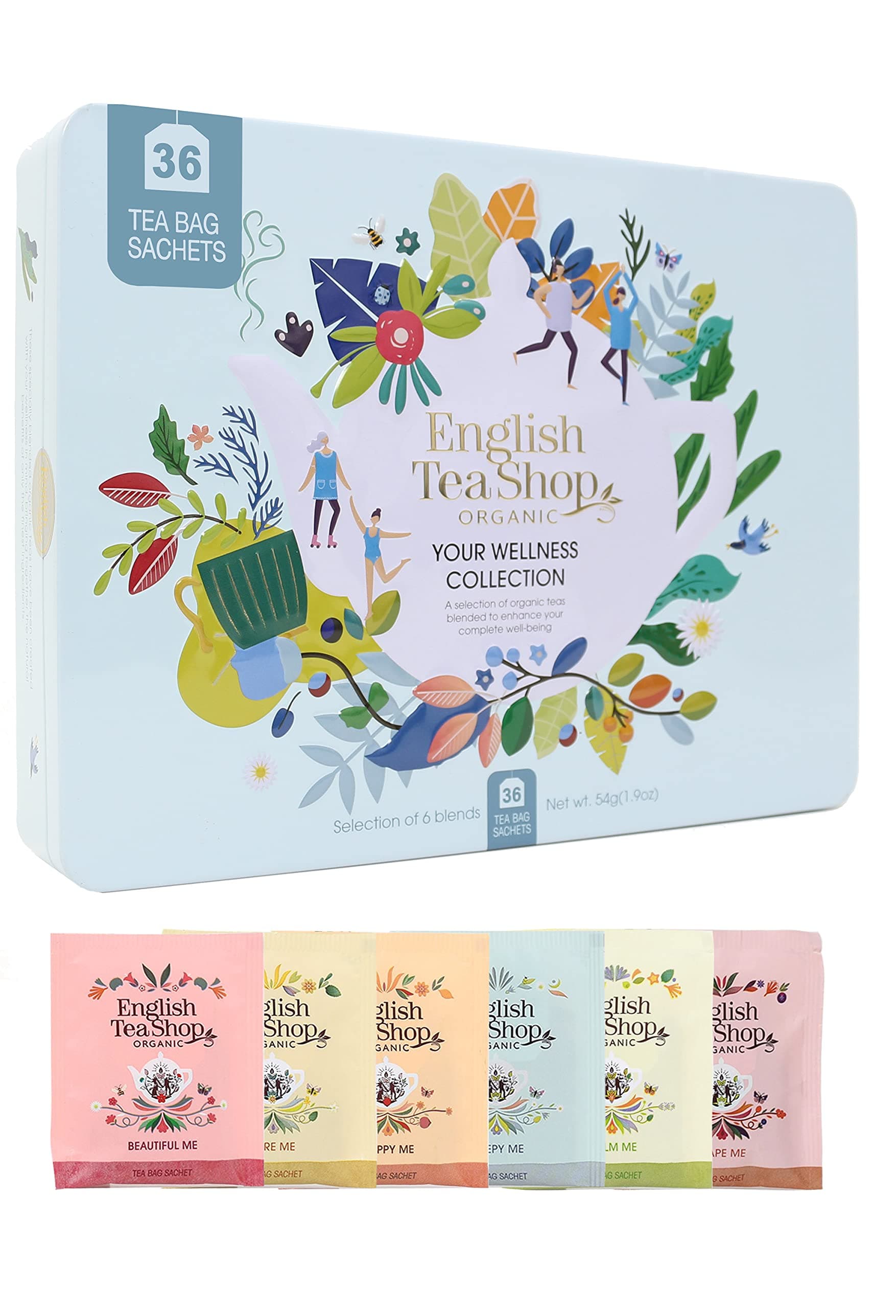 Organic Your Wellness Collection Gift Tin 36 Tea Bag Sachets - 6 Different Flavours