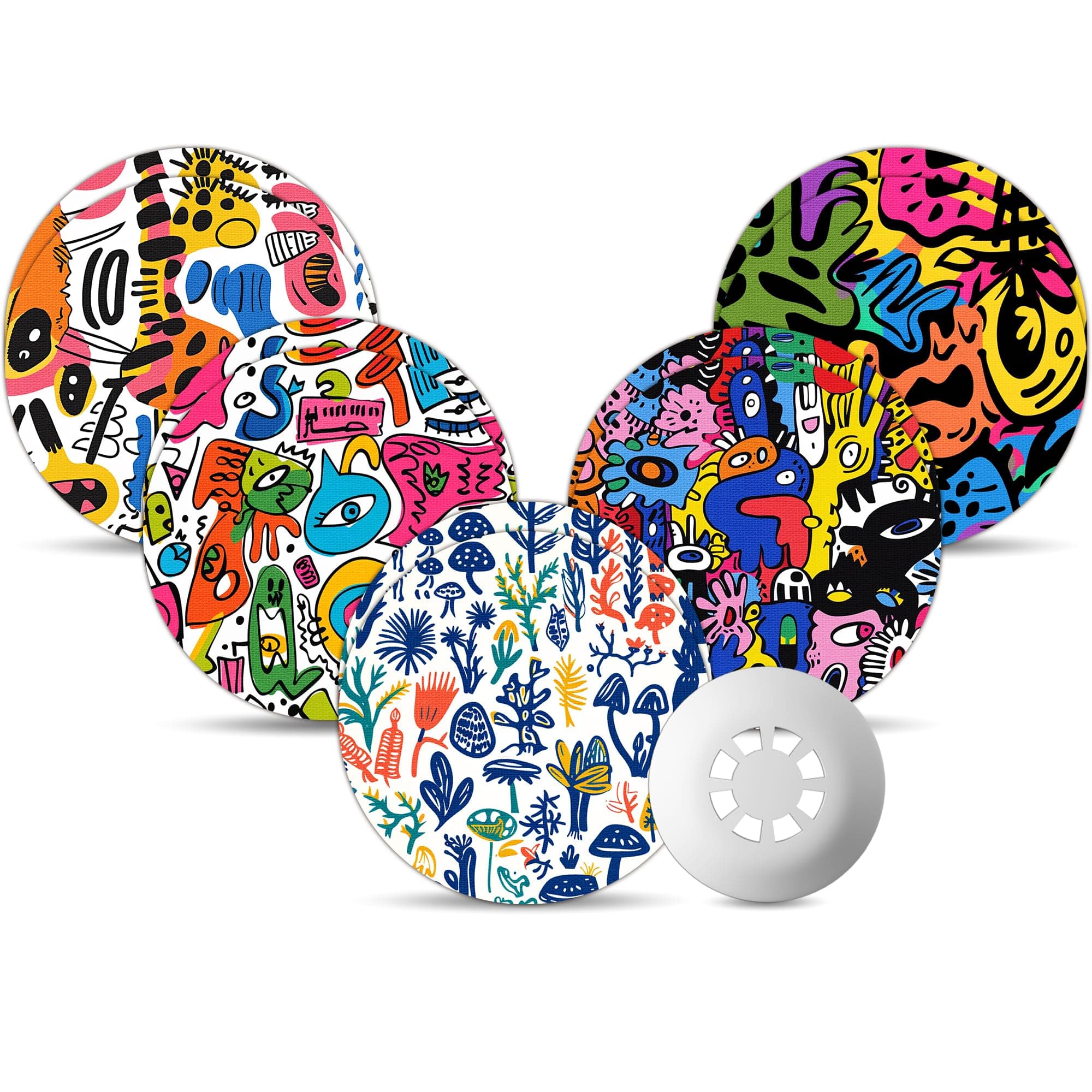 Libre 3 Plus Sensor Covers Waterproof, 10 Pack Freestyle Libre 3 Covers, Bump-Proof with Hard Cap, Breathable Latex Free Glucose Sensor CGM Adhesive Patches, 14-Day CGM Protection (Graffiti)