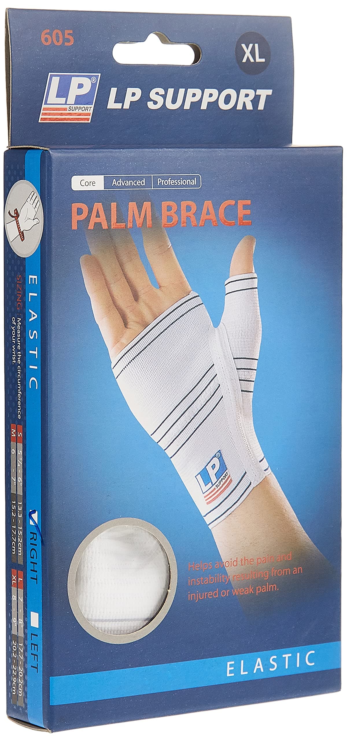 LP Support605R Right Hand Elasticated Palm Brace, White