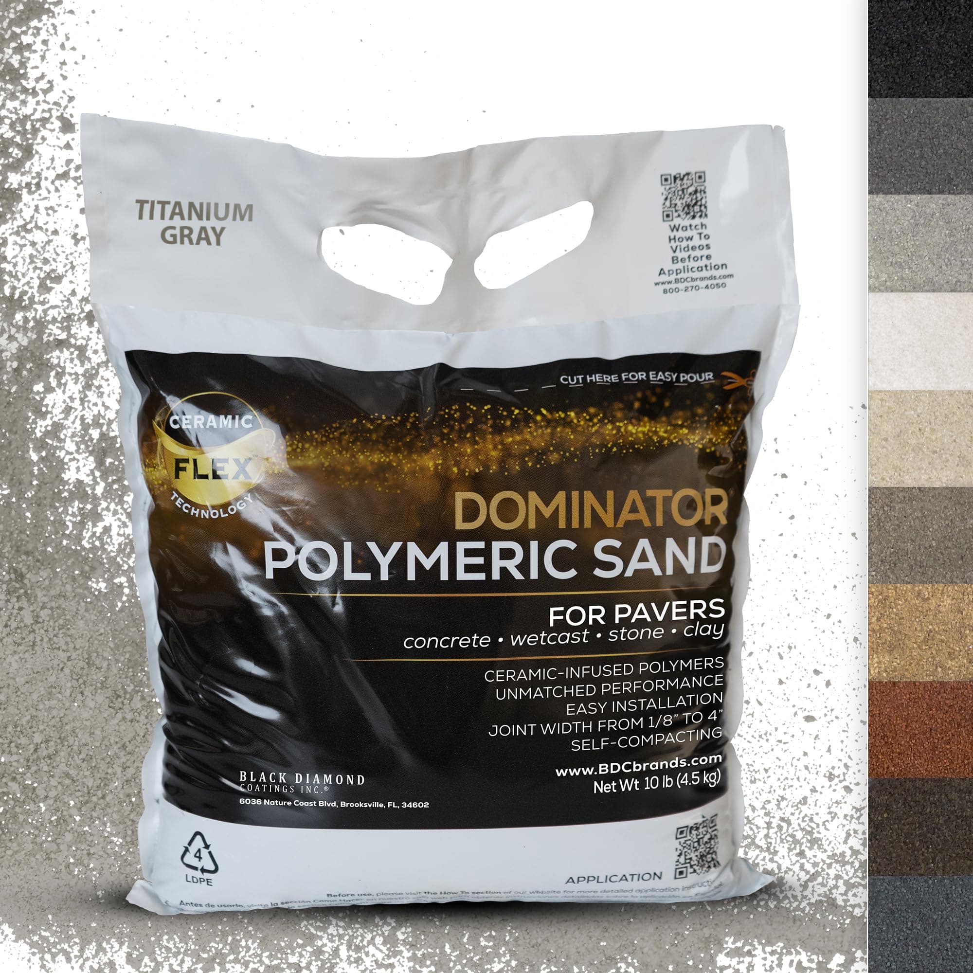 DOMINATOR 10 Pound Titanium Gray Polymeric Sand with Revolutionary Ceramic Flex Technology for Stabilizing Paver Joints/Gaps, 1/8” up to 4”, Professional Grade Results