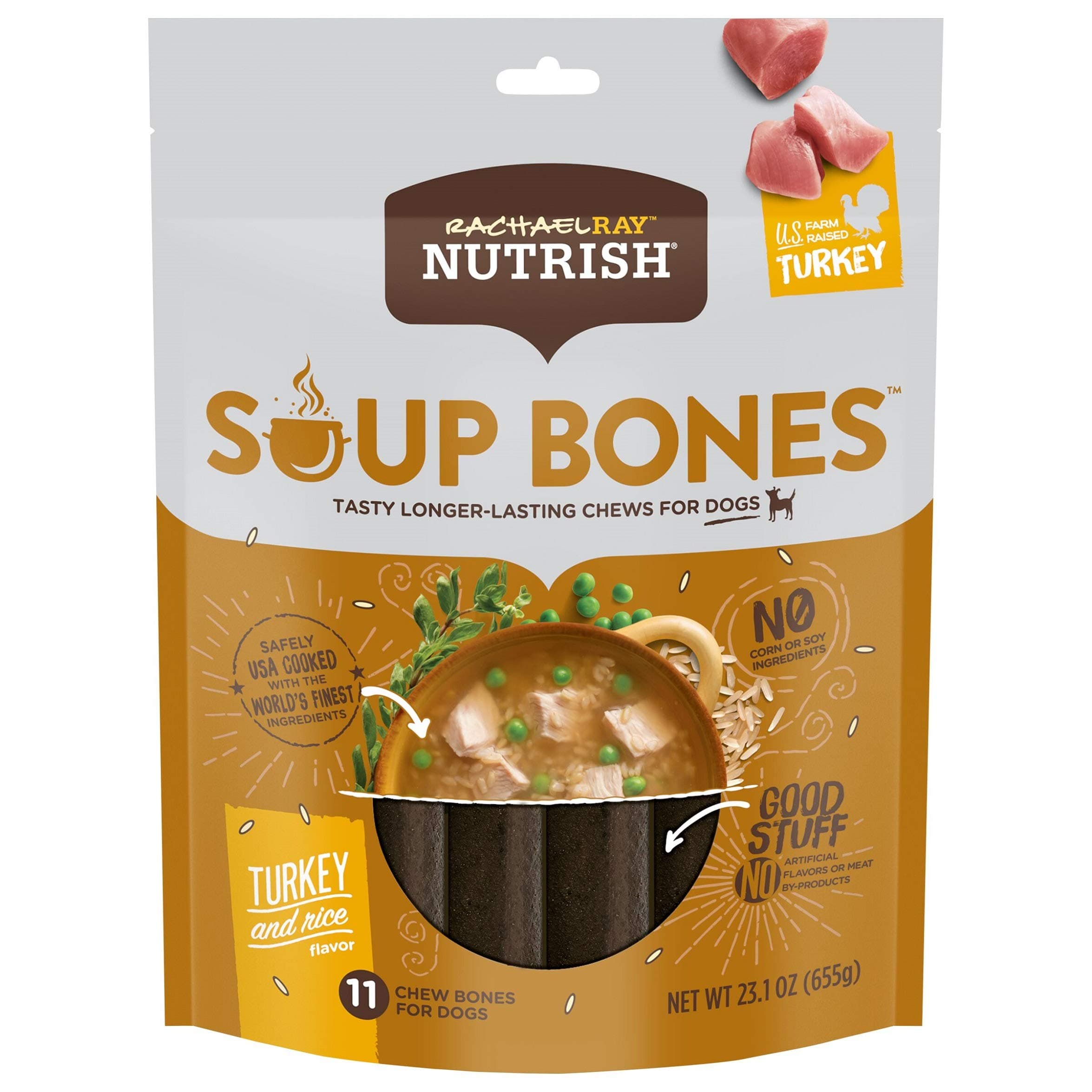 Rachael Ray Nutrish Soup Bones With Real Turkey & Rice, 11 Dog Chews