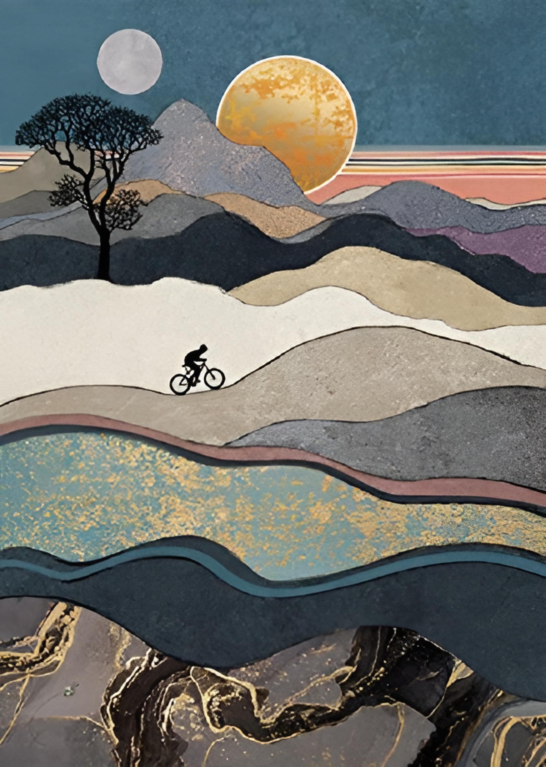 Bug Art Blank Greeting Card - Scenic Range - Hill Cyclist