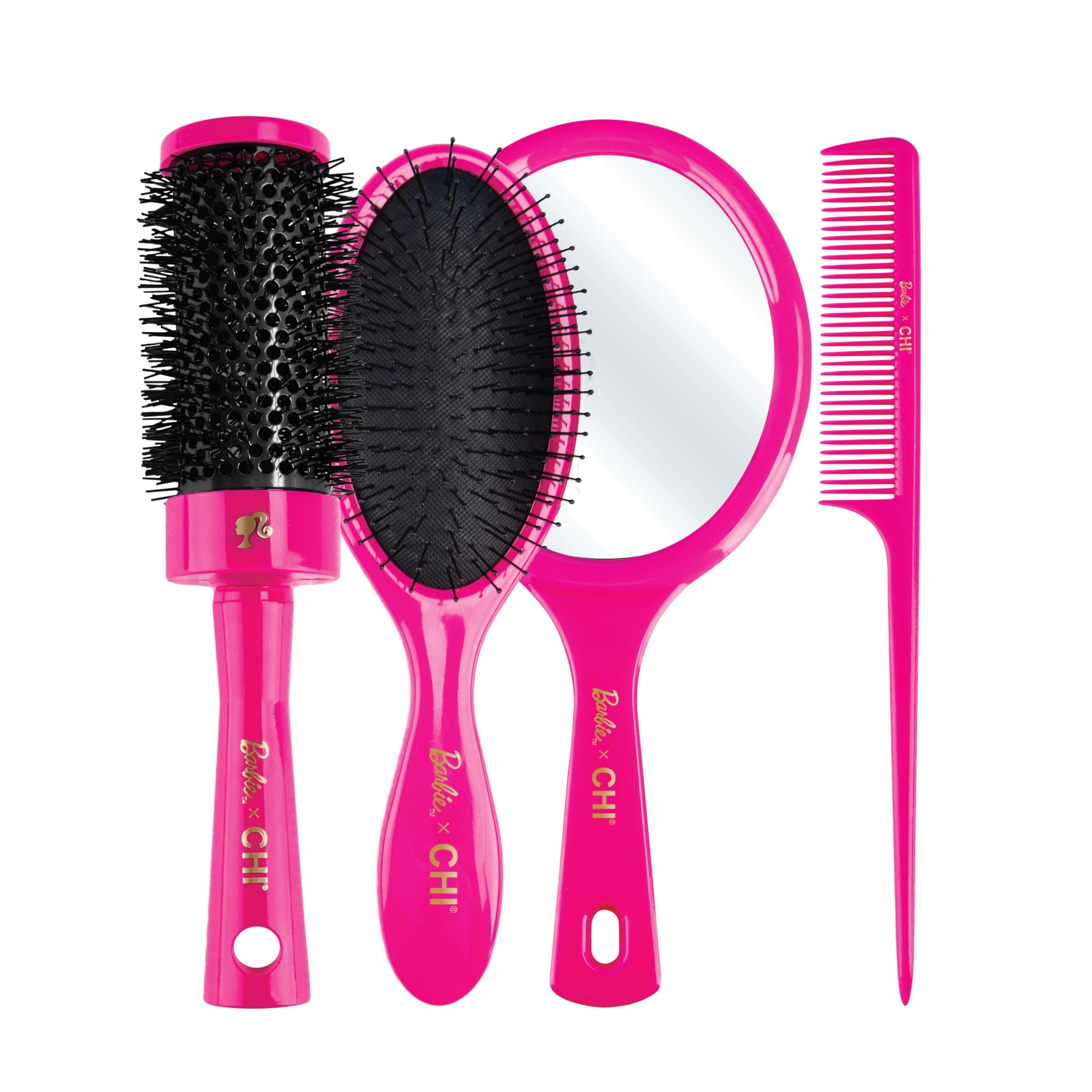 X Barbie 65th Anniversary 4-Piece Styling Kit, Includes Rattail Comb, Paddle Brush, Round Brush & Mirror