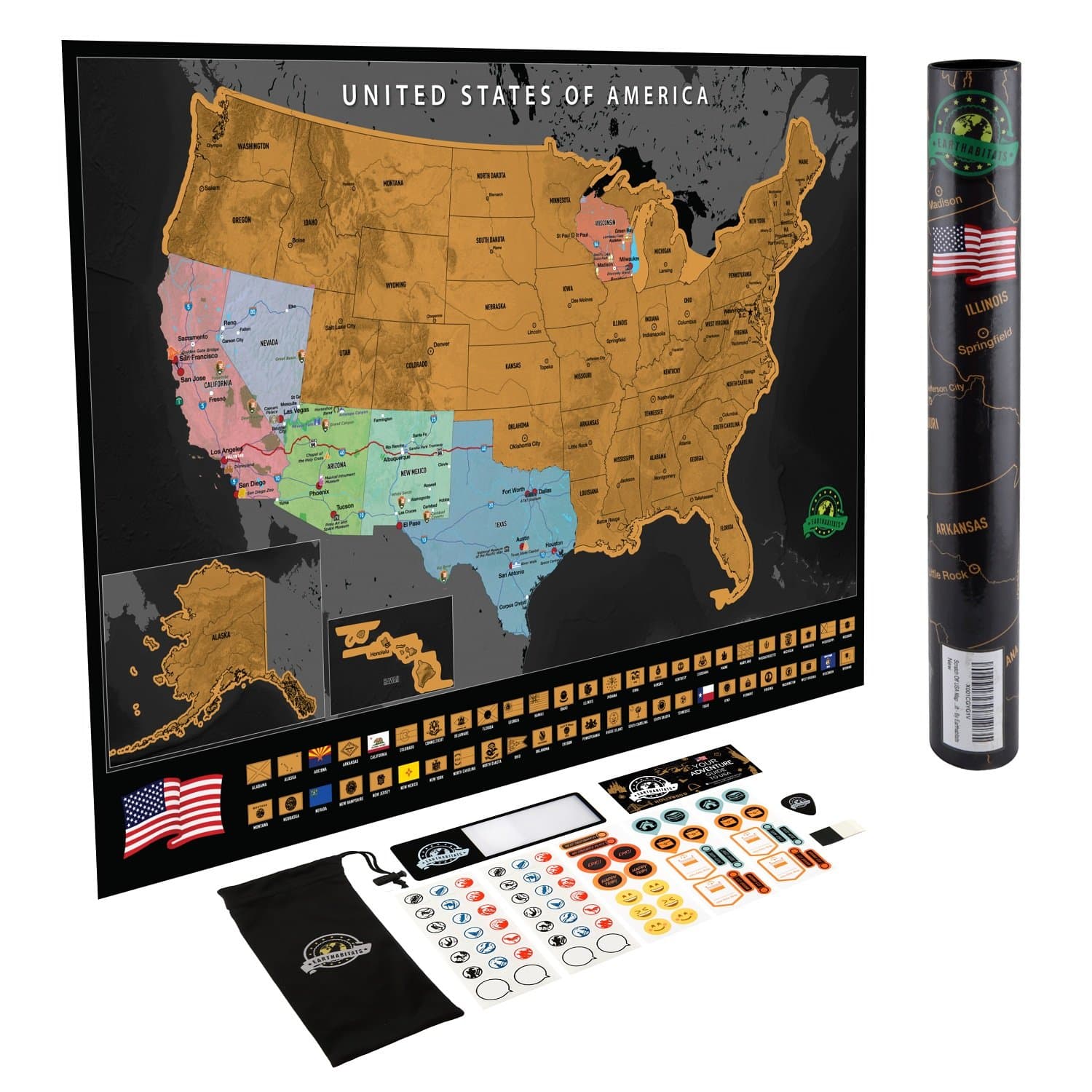 Earthabitats Scratch Off USA Map
