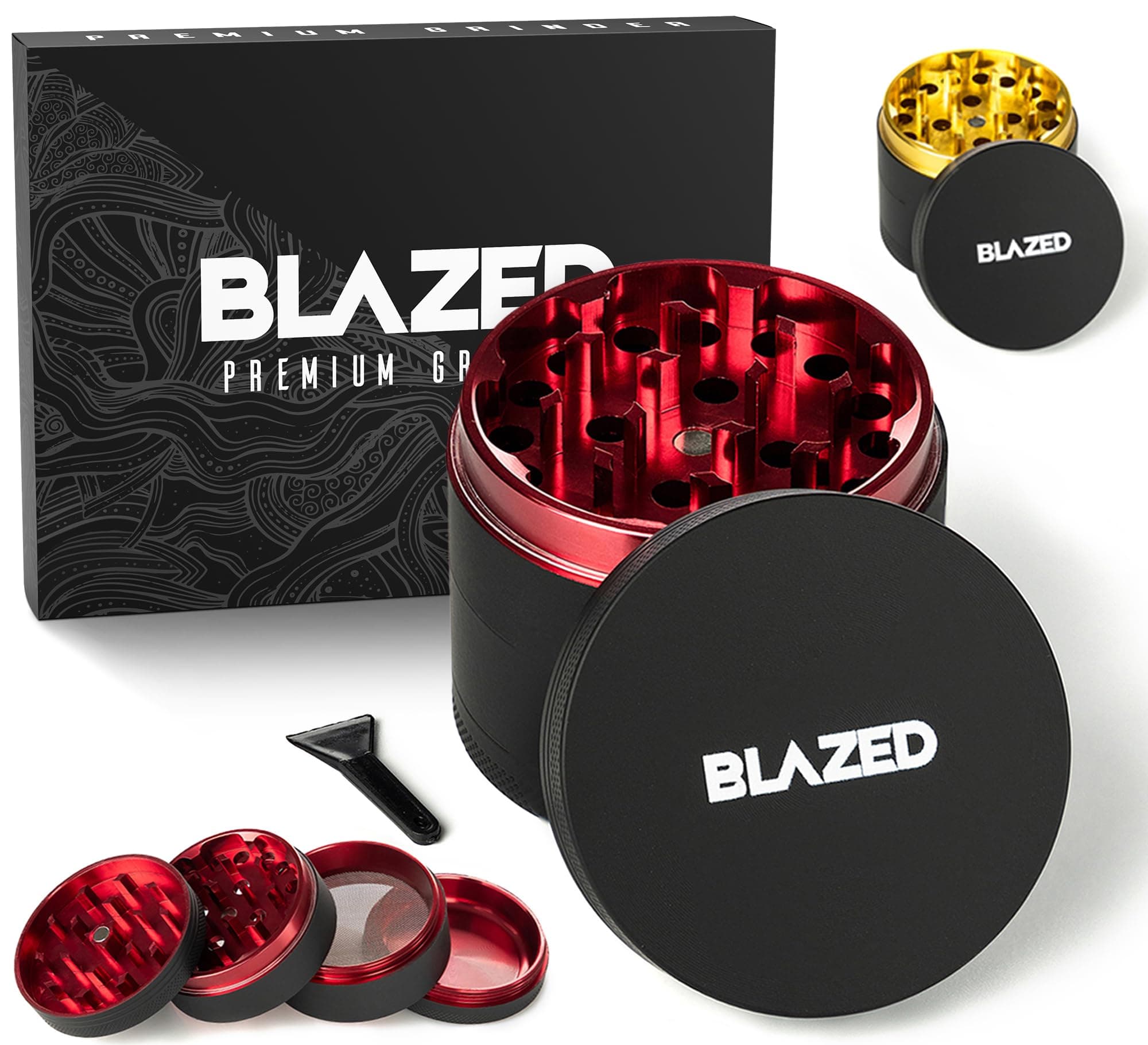 Blazed Large Aluminium Herb Grinder (Red)