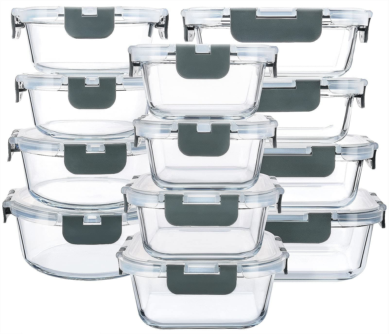 12-Pack Glass Food Storage Container Set