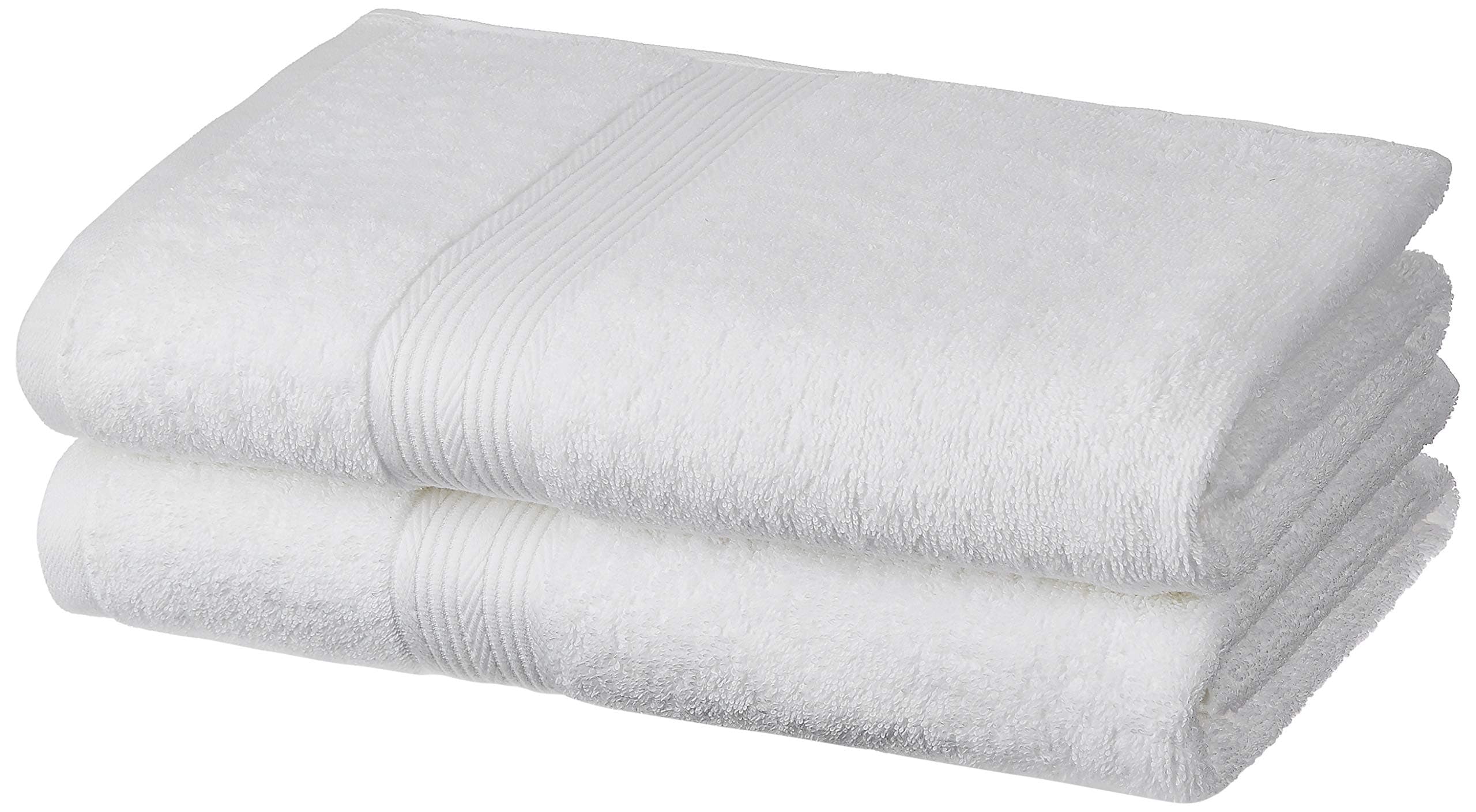 - Amazon Brand - Solimo 100% Cotton 2 Piece Bath Towel Set, 500 GSM (White)