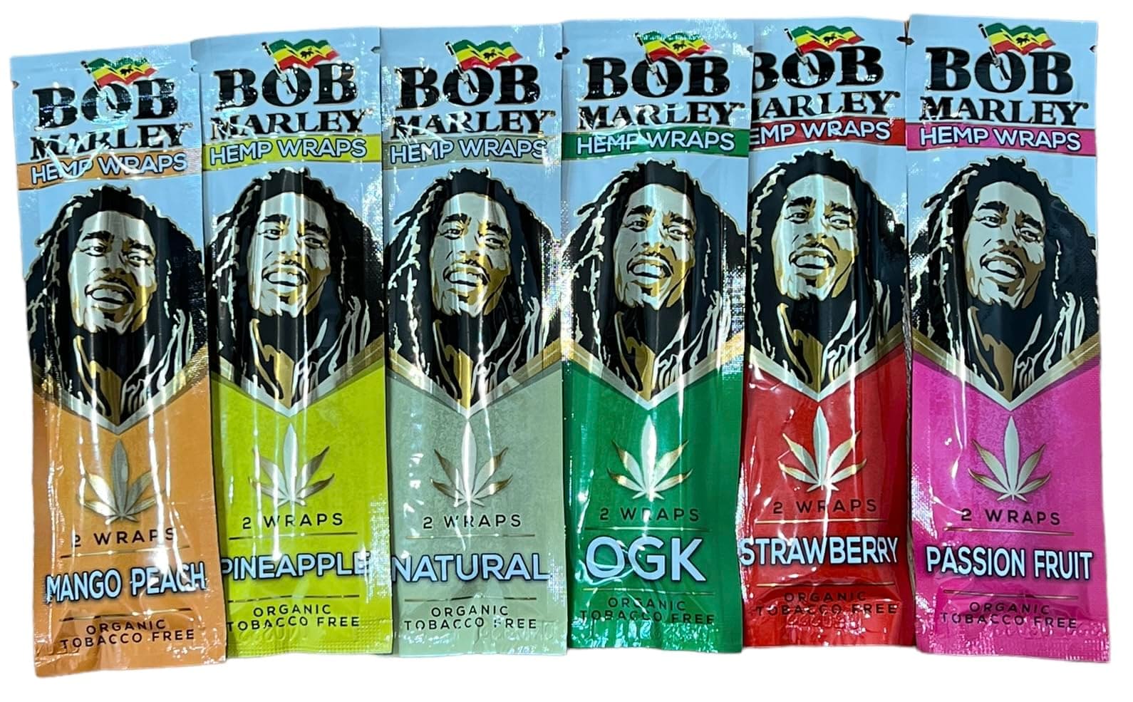 6 Packs Marley Rolling Paper Combo Pack Pre-wrap (Strawberry, OGK, Natural, Pineapple, Passion Fruit, Mango Peach) + RSV Scoop Card
