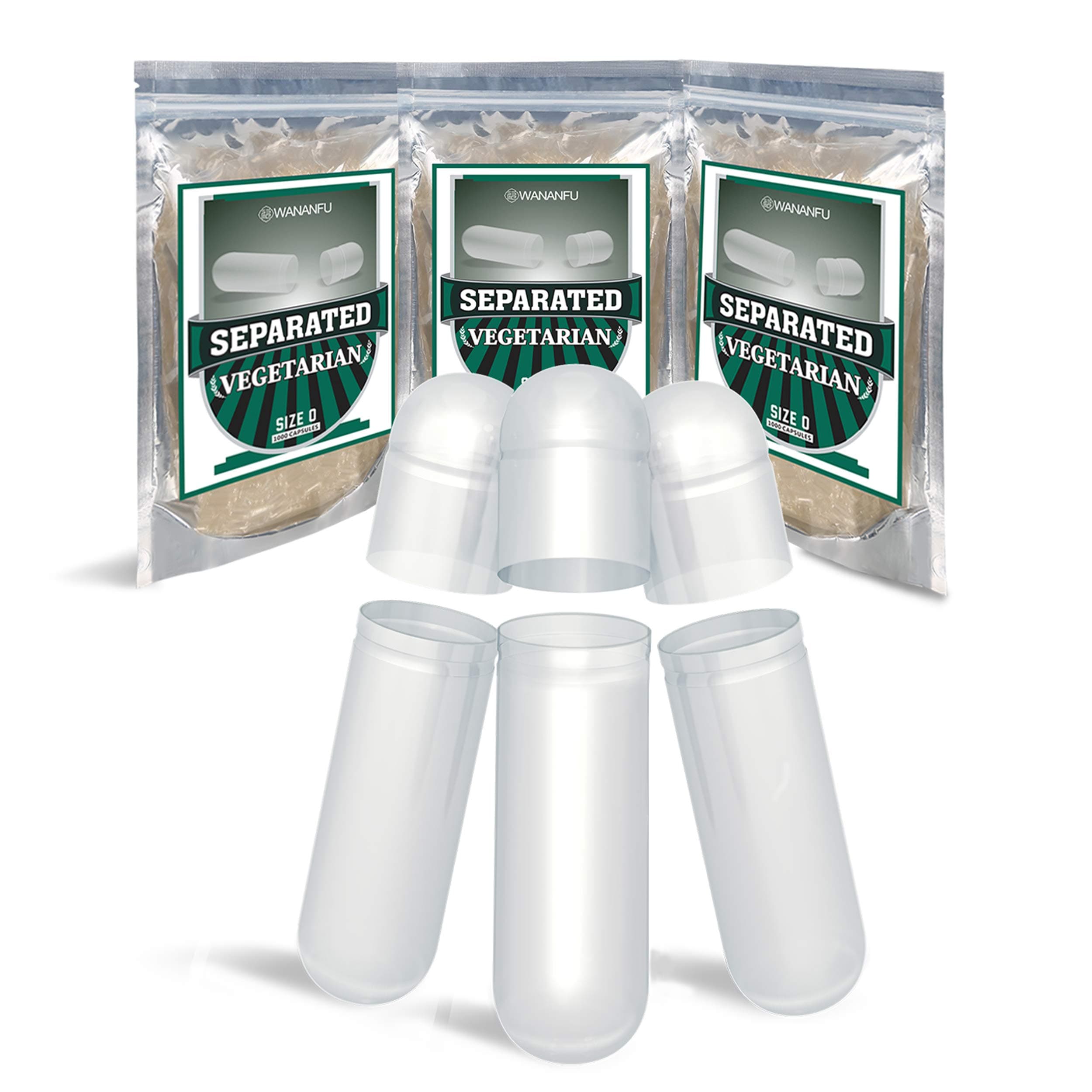 Separated Empty Capsules Size 0 Vegetarian (1000 Count), Compatible with Capsule Filling Machine 0