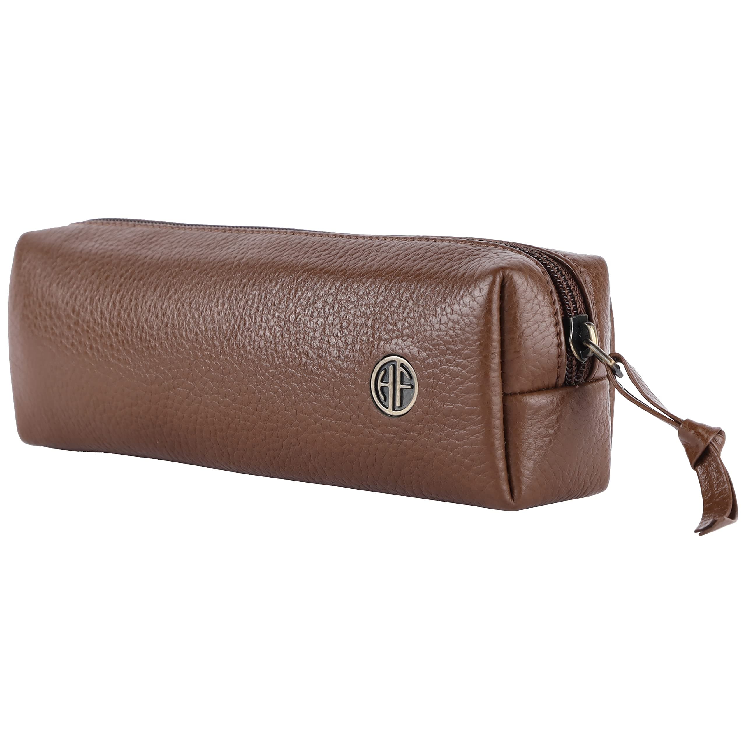 HAMMONDS FLYCATCHER Leather Utility Pouch - Multi-Use Genuine Leather Pencil Case, Cosmetic Case, Stationery Pouch, School & Office Organizer - Brushwood