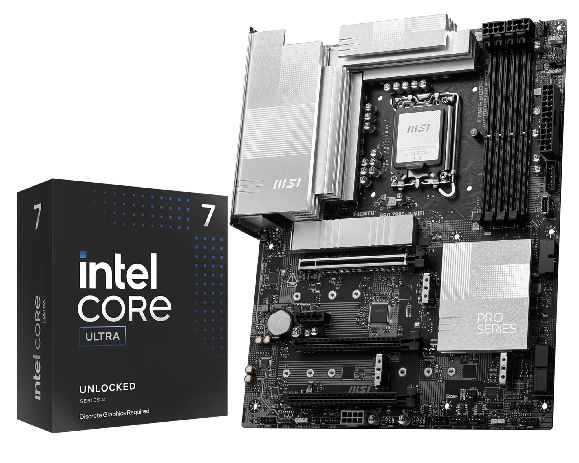 CPU Motherboard Combo - Intel Ultra 7 265KF 20-Cores Unlocked Desktop Processor with PRO Z890-P WiFi ProSeries LGA 1851 ATX Motherboard