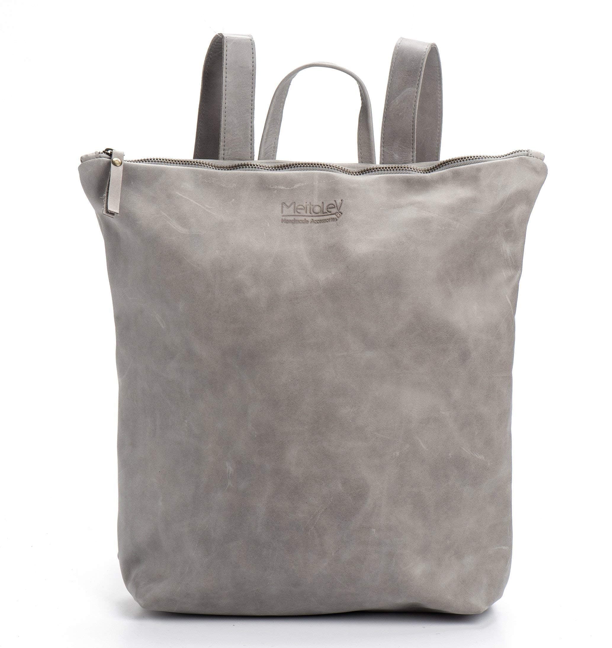 Handmade Designer Grey Genuine Leather Laptop Backpack